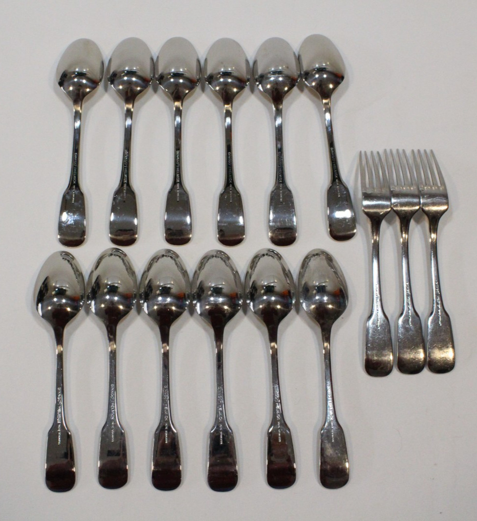 15 Piece Lot Ginkgo Helmick Alsace Stainless 18/8 Flatware