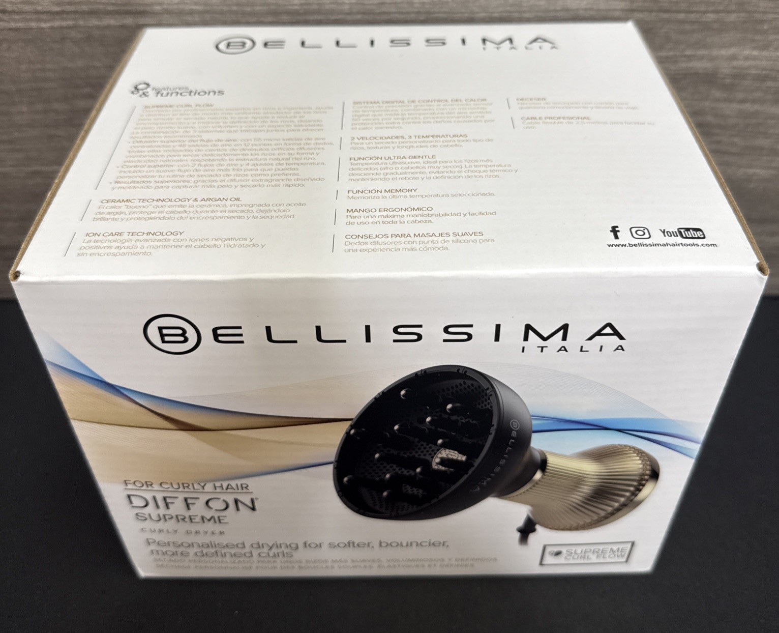 Bellissima Italia Diffon Supreme Ionic XL Diffuser & Hair Dryer for Curly Hair
