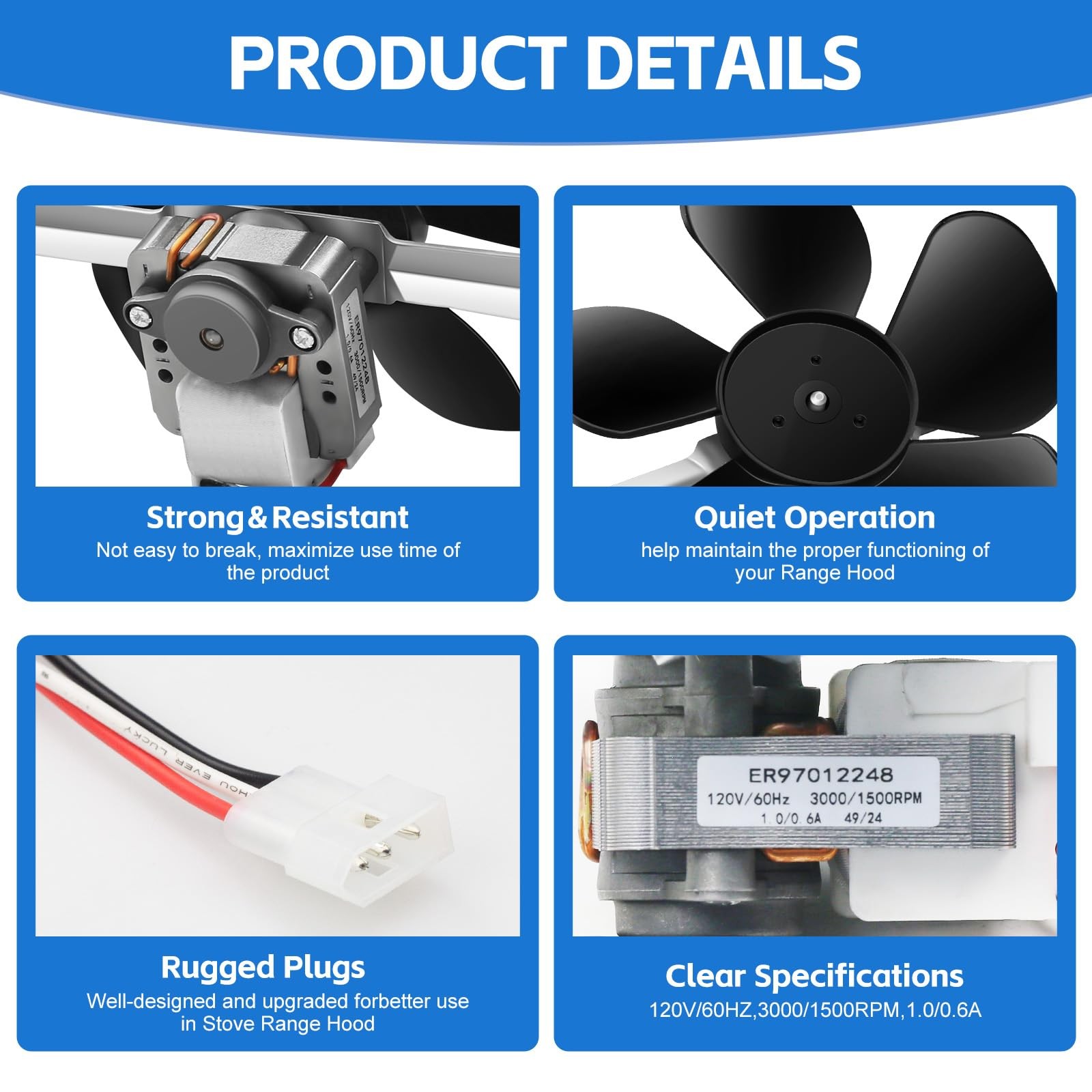 97012248 Motor Range Hood Fan Compatible with Broan and Nutone Kitchen...