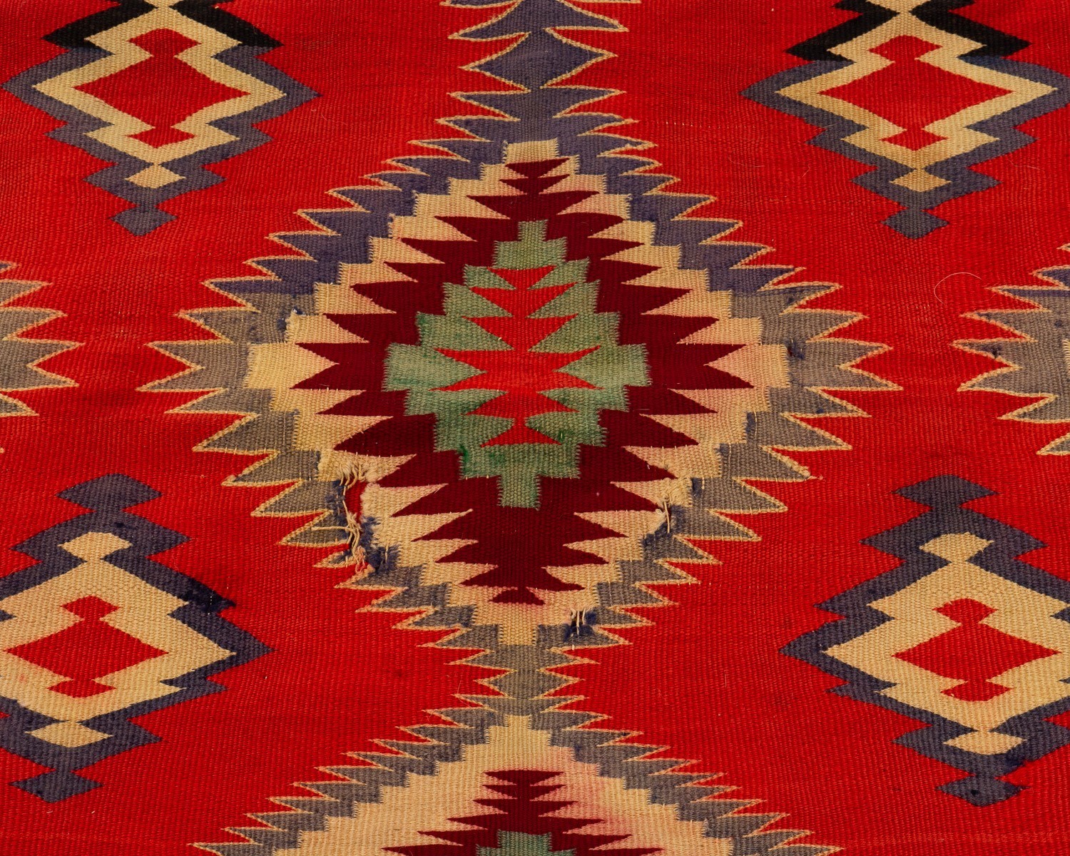 Beautiful Antique Navajo Germantown Panel Saddle Child's Blanket Rug 50" x 36.5