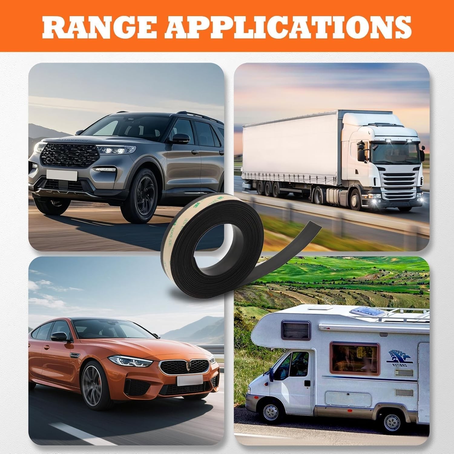 13.12FT Front Rear Side Rubber Seal Strip Car Door Window Trim Self Compatible w