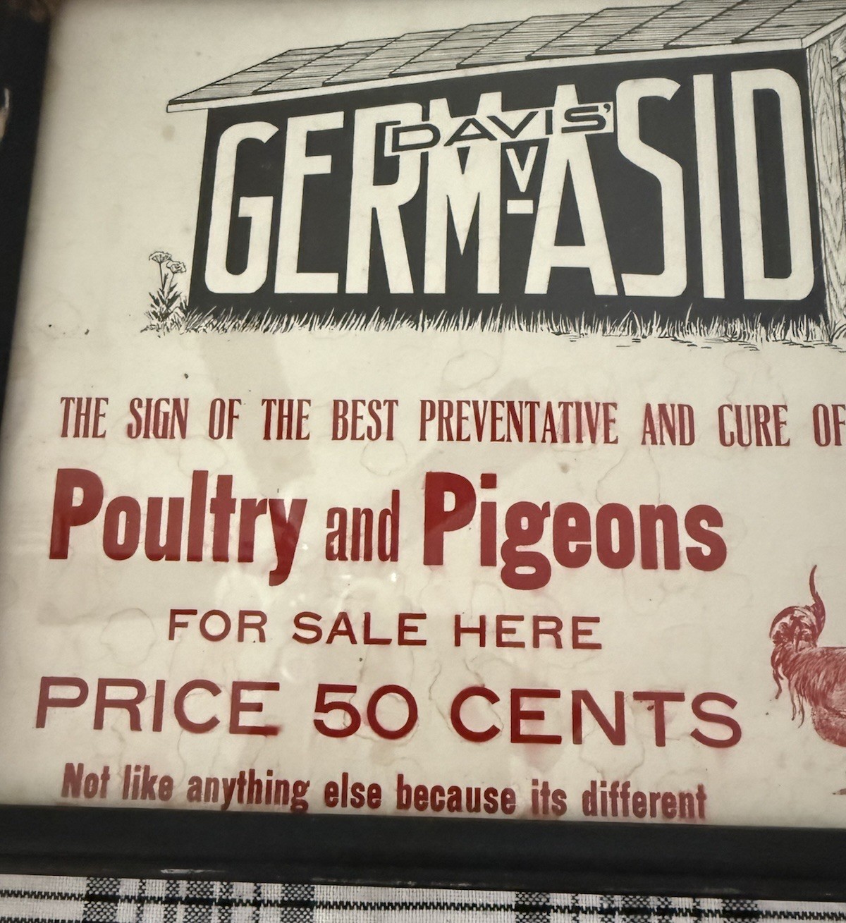 Rare Vtg Howard L. Davis Germ-Asid Graphic Advertising Farm Sign Glenolden PA