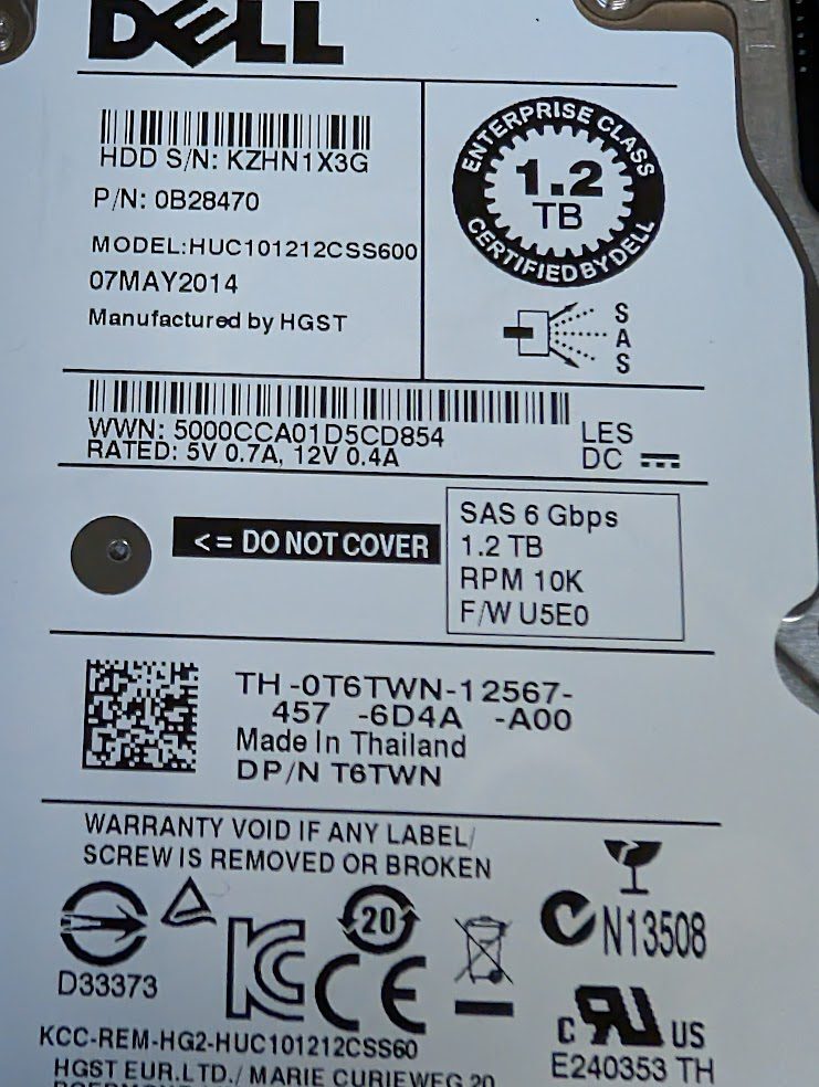 LOT OF 2 Dell 1.2TB T6TWN 2.5" SAS Server Hard Disk Drive HUC101212CSS600 w/Tray