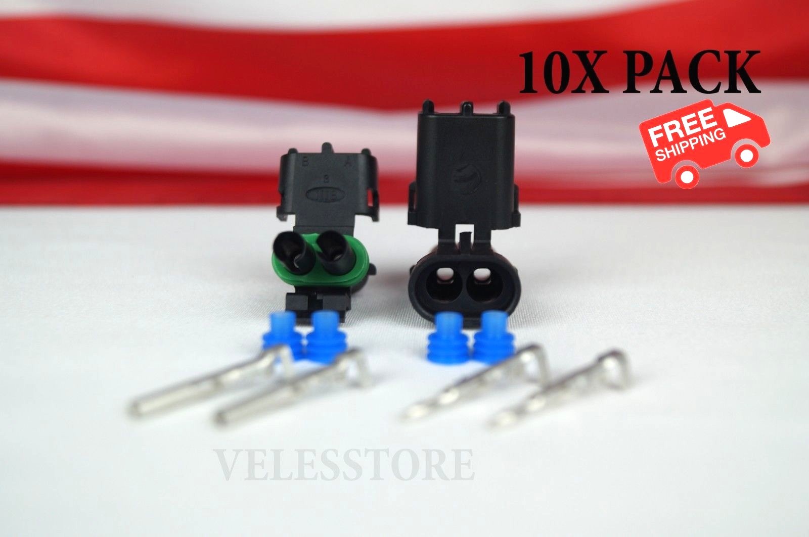 Delphi Weather Pack 2 Pin Sealed Connector Kit 16-14 GA !!!10 COMPLETE KITS!!