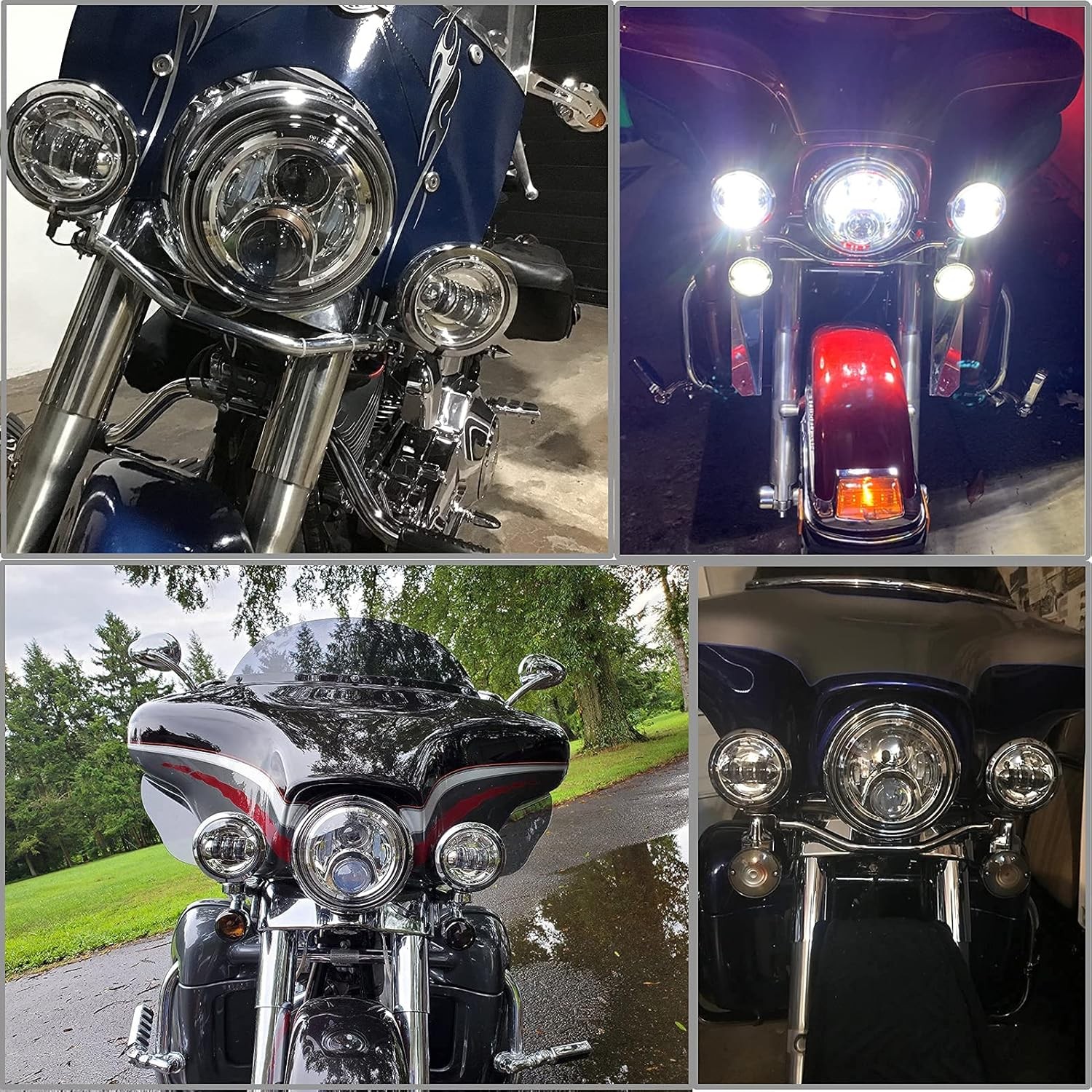 7 Inch 140W LED Headlight Hi/Lo & 2Pcs 4.5Inch 80W Fog Light for Harley Davidson