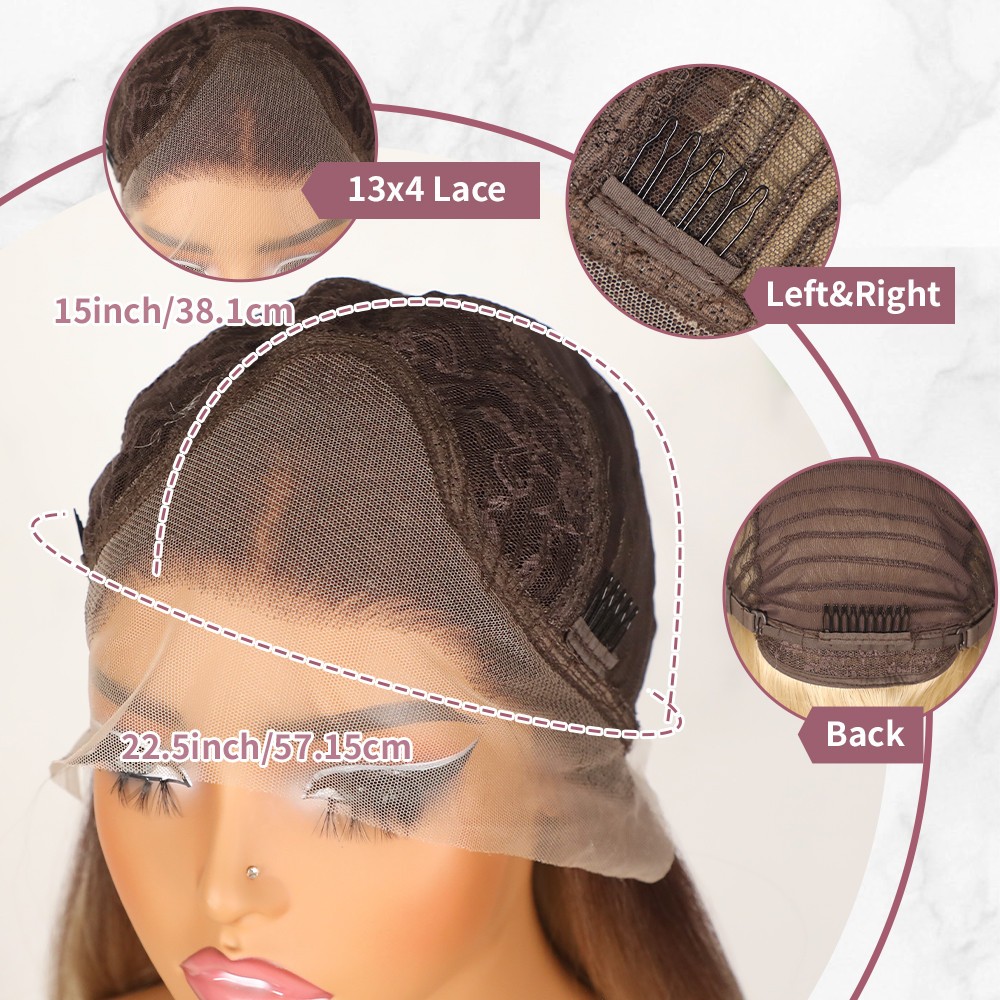 Ombre Brown Blonde Synthetic Lace Front Wigs Long Straight Hair Heat Safe Women