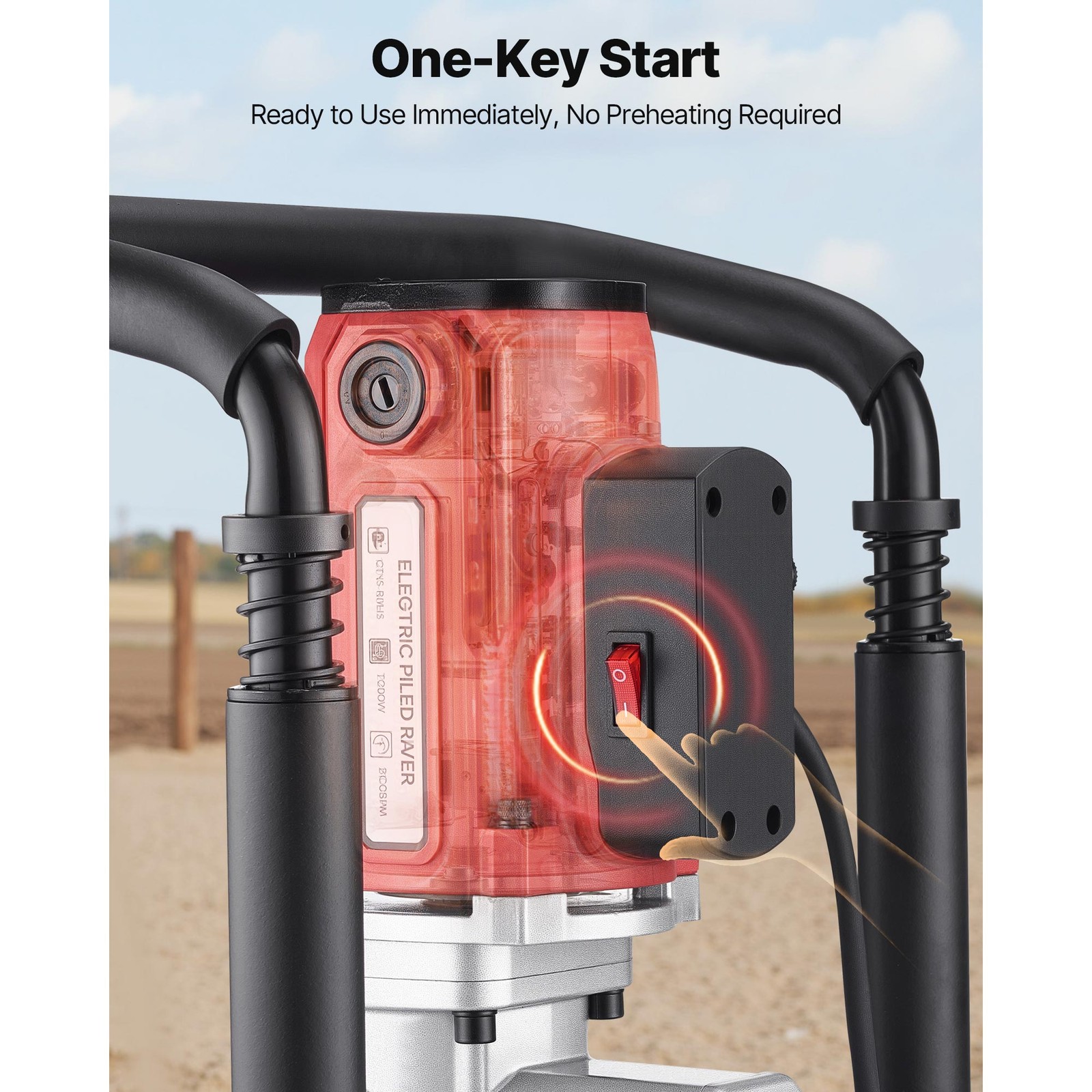 Uimoso 2200W Handheld Electric Fence Piling Post Driver with Dual Sleeves