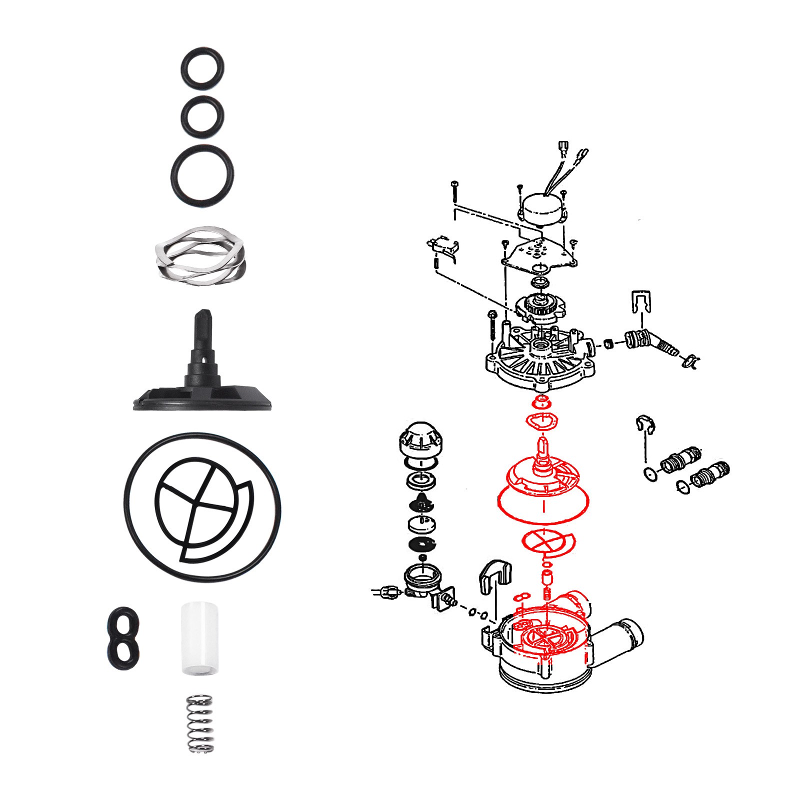 Water Softener Standard Valve Rotor and Seal Kit Replacement Part 7238468