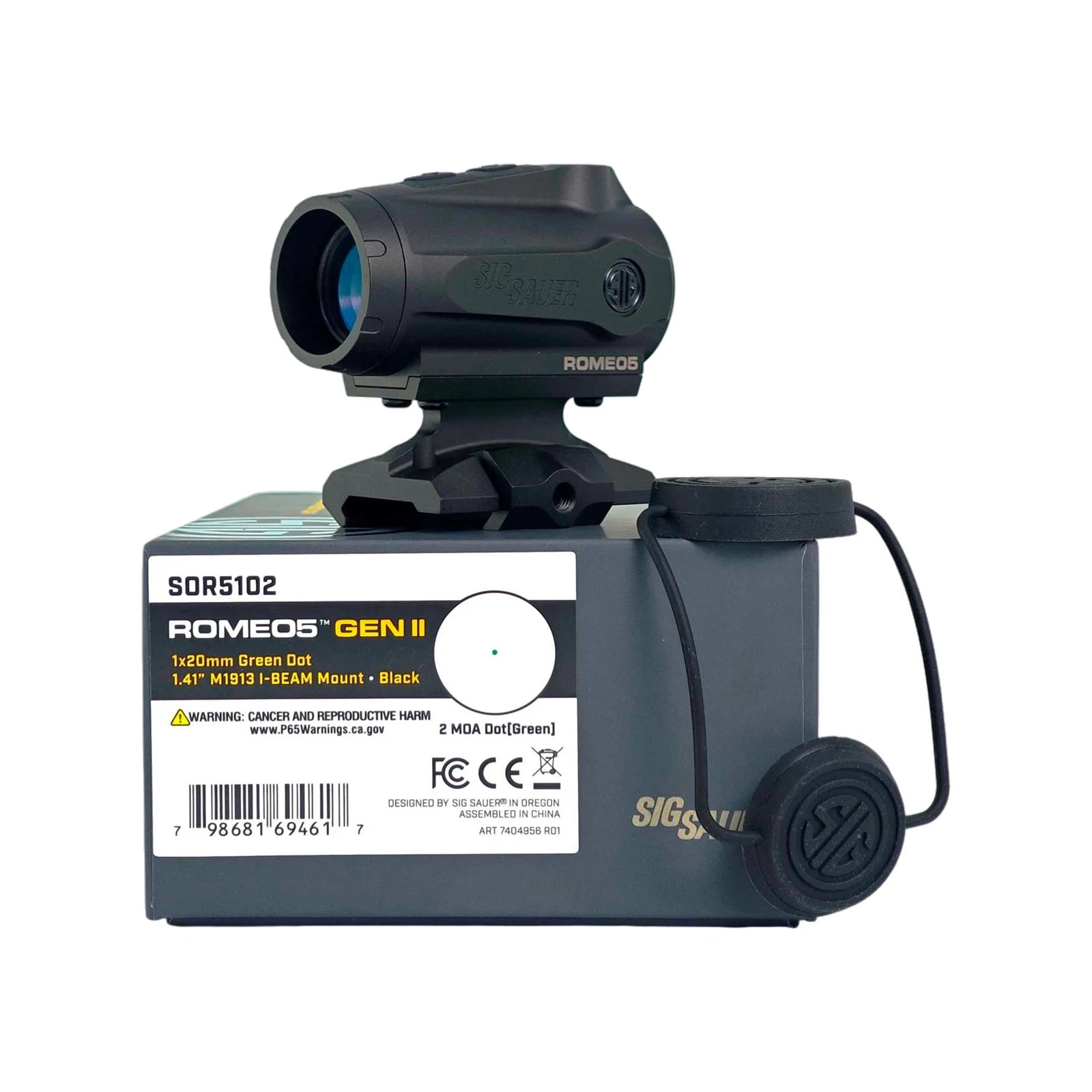 SIG SAUER ROMEO5 Gen II Reflex 1x20mm Compact 2 MOA GREEN Dot Sight w/ Mount