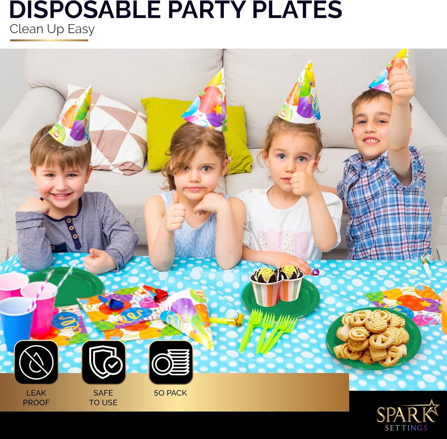 Snack and Dessert Paper Plates - 50 Count Disposable Plates for All Occasions