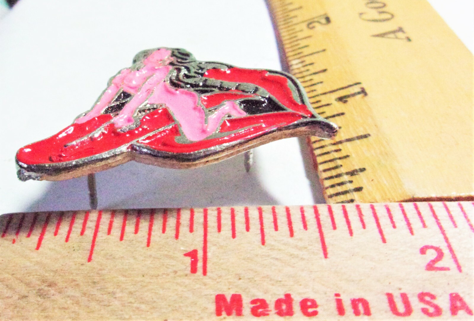 Tongue Rider pin vintage novelty sexual collectible old biker vest hat pinback