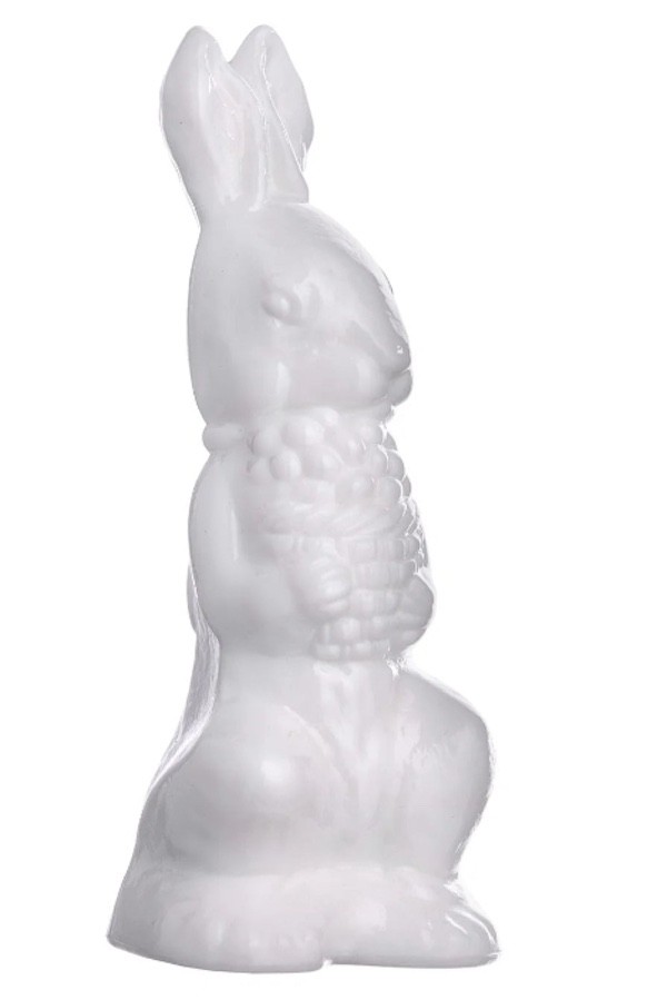 Standing Bunny w/Basket Figurine - Milk - Mosser Glass, USA