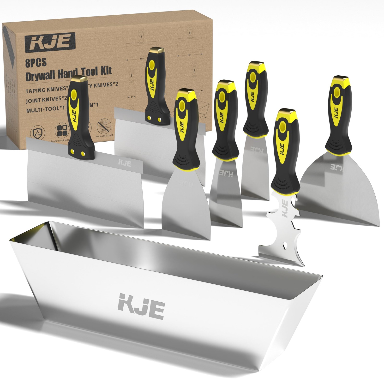 8PCS Drywall Tools, drywall set, drywall tool kit includes taping , putty , j...