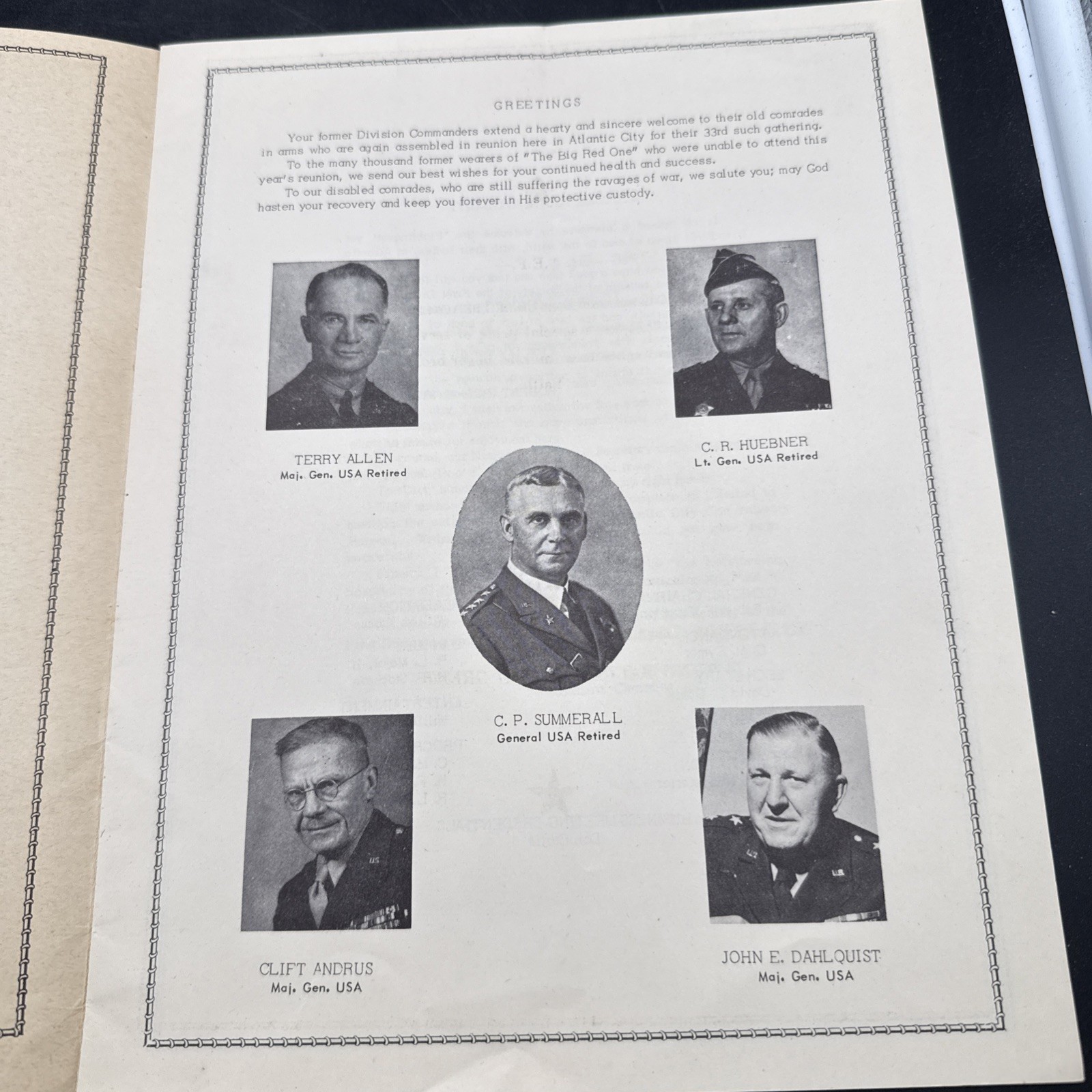 WWI AEF U.S. Army 1st Infantry Division Society 33rd Annual Reunion Big Red One