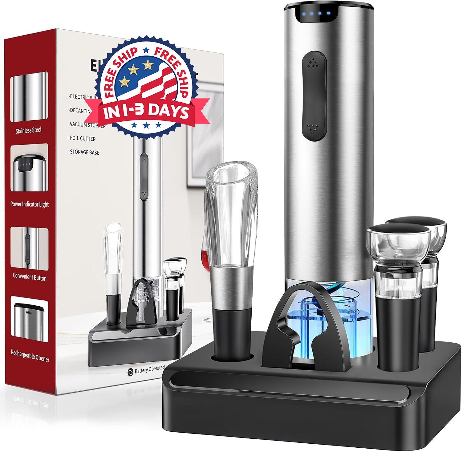 Sacacorchos eléctrico, sacacorchos automático con cortador de cápsulas