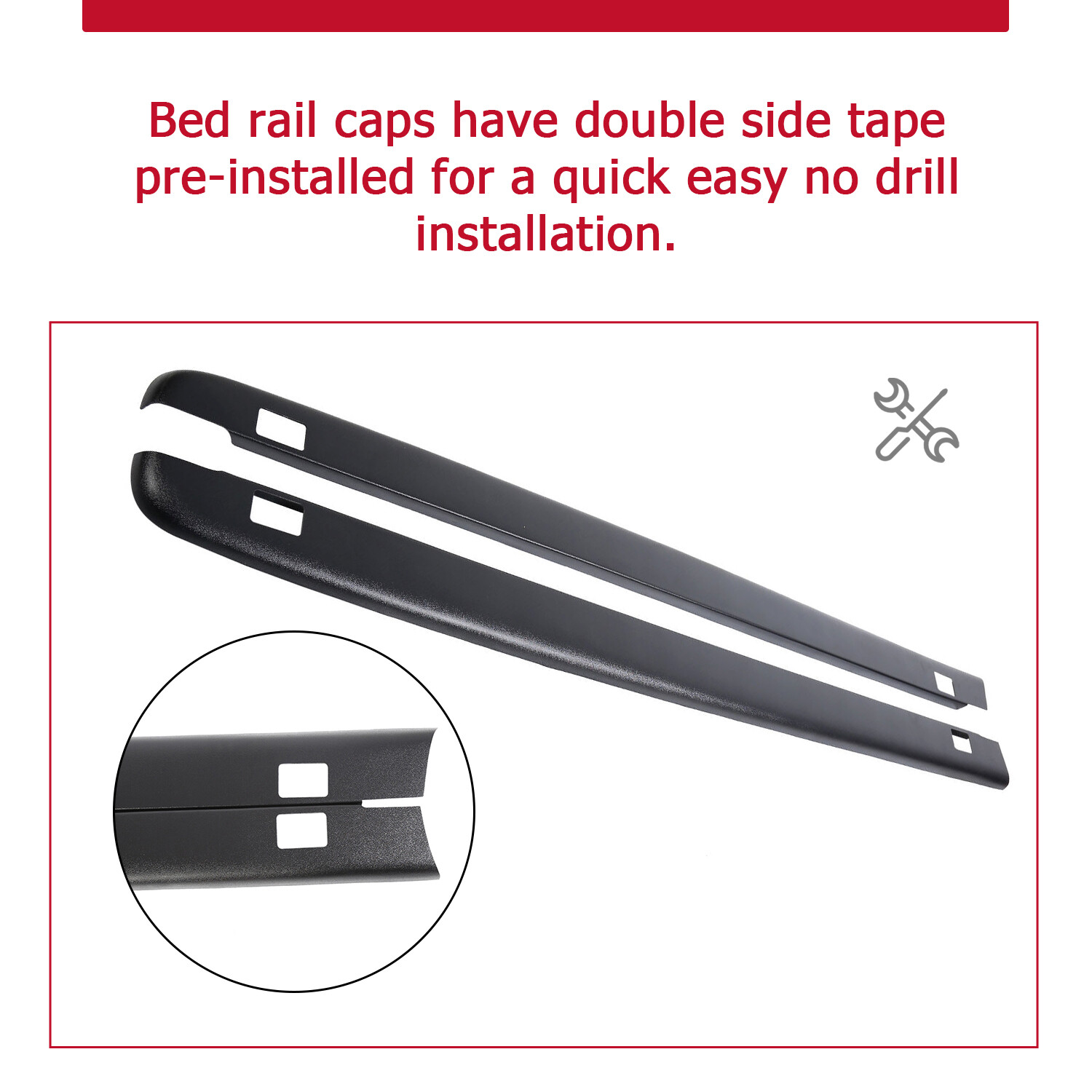 Bed Rail Caps w/Holes Side Cover for Silverado 1500/2500/3500 07-13 14 6.5ft Bed