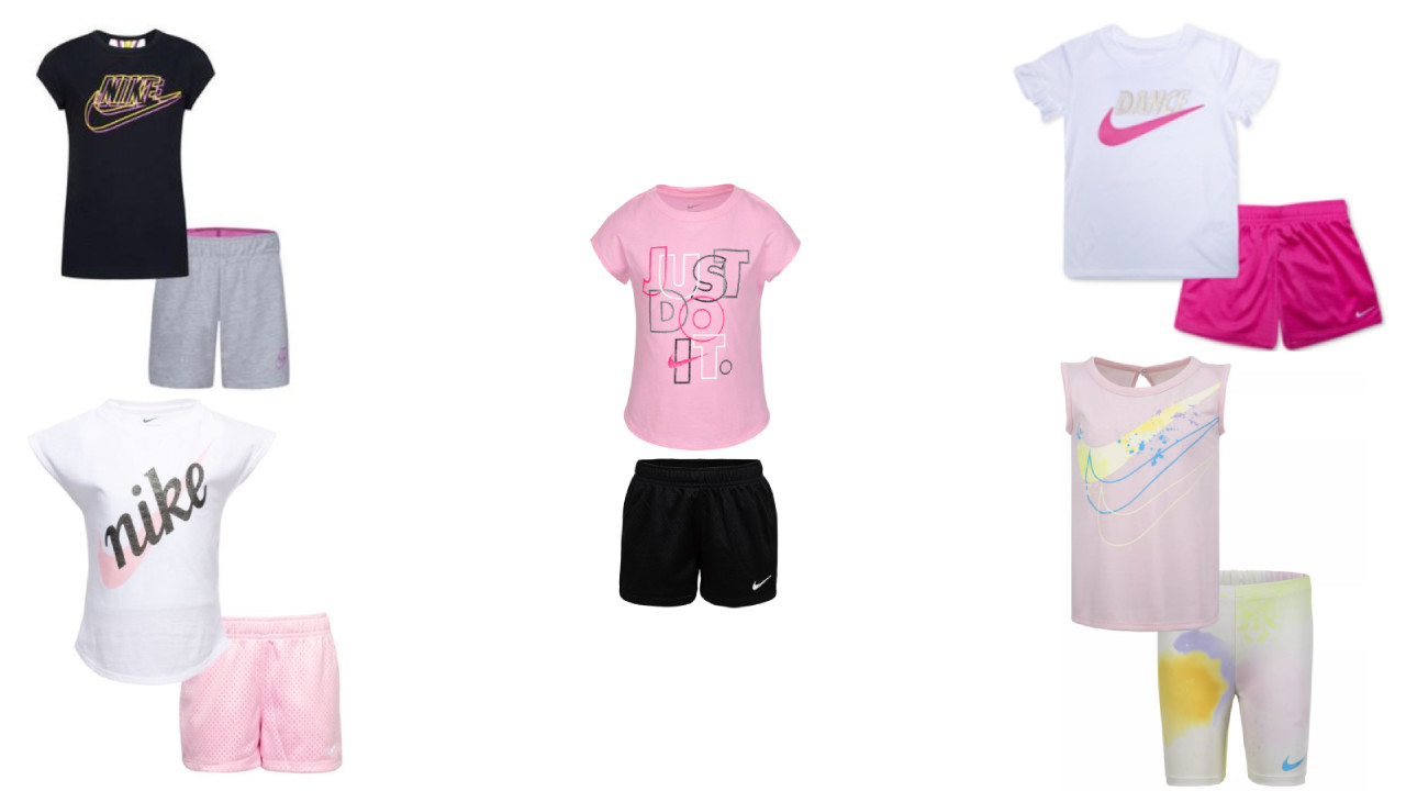 New Nike Little Girl's 4-6X Knit Shorts & T-Shirt 2-PC Set Pick Size & Color