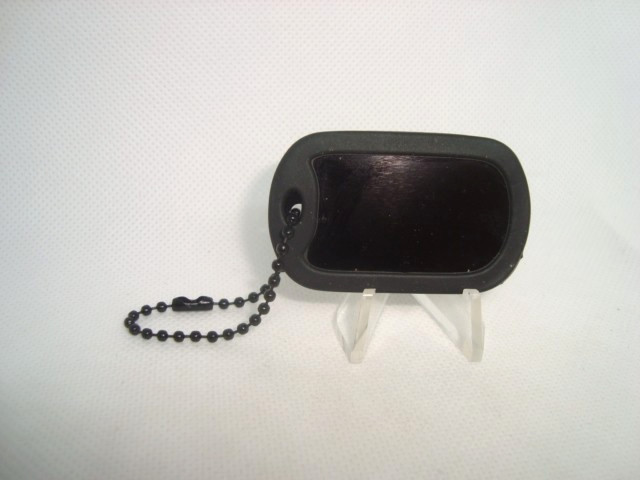 Military Style Dog Tag BLACK Aluminum + 4.5"in. Black Chain w/Black Silencer