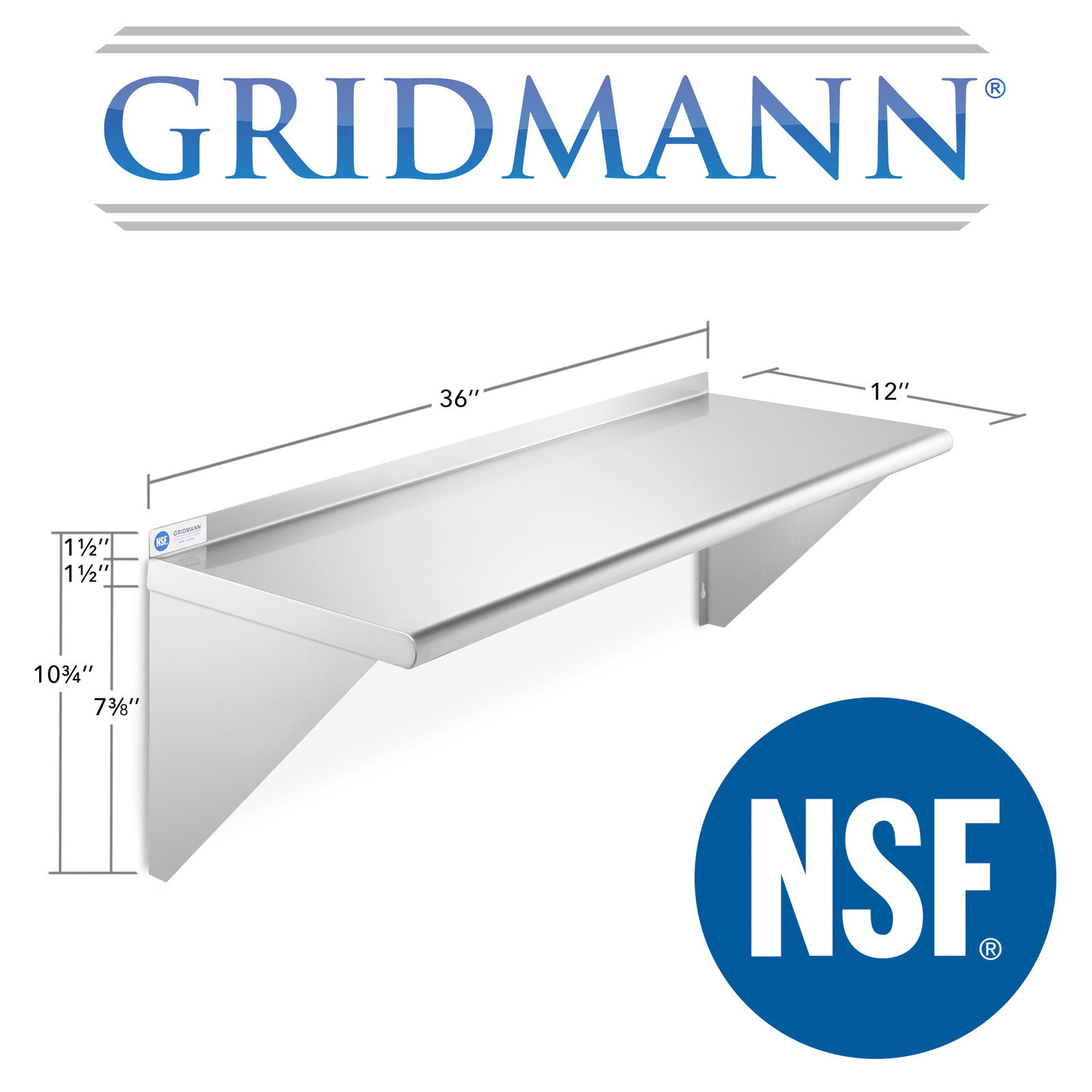NSF Stainless Steel 12" x 36" Commercial Kitchen Wall Shelf Restaurant Shelving