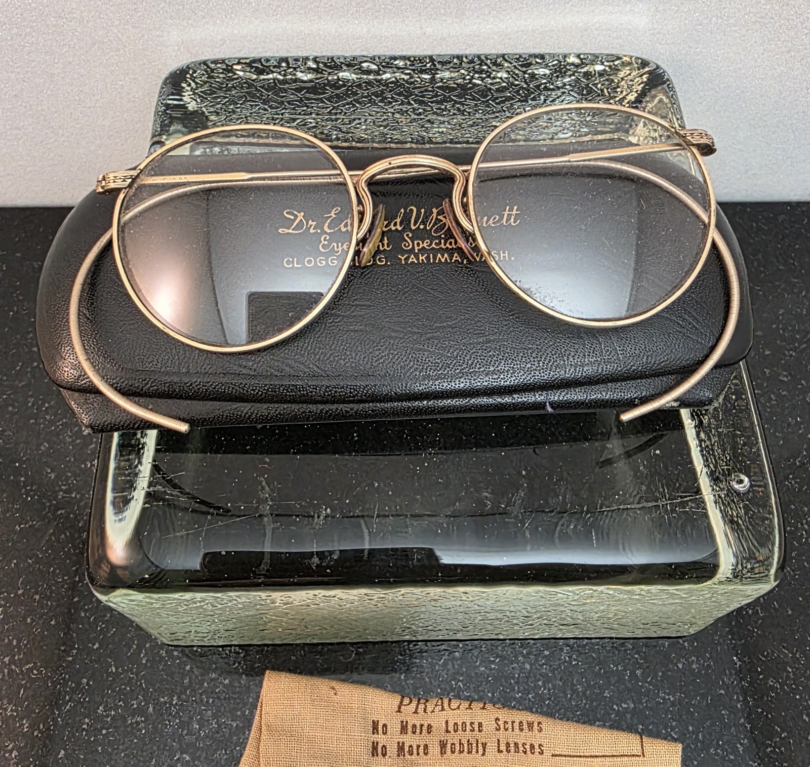 Vintage FUL-VUE 1930's 12K Gold Filled Eyeglass Frames w/ Case & Polish Cloth