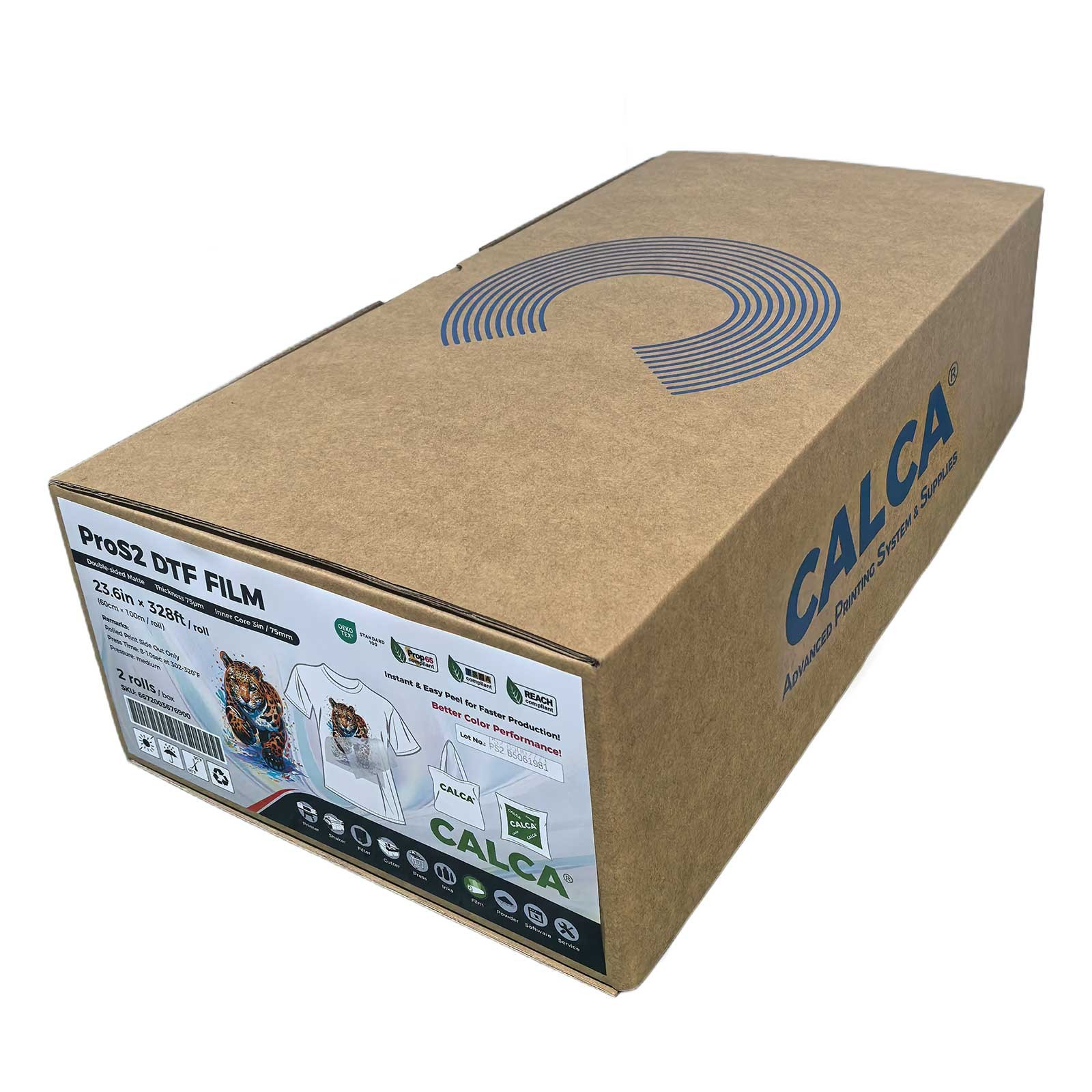 USA CALCA ProS2 Instant Hot Peel 23.6in x 328ft DTF Transfer Film 2 Rolls/Pack