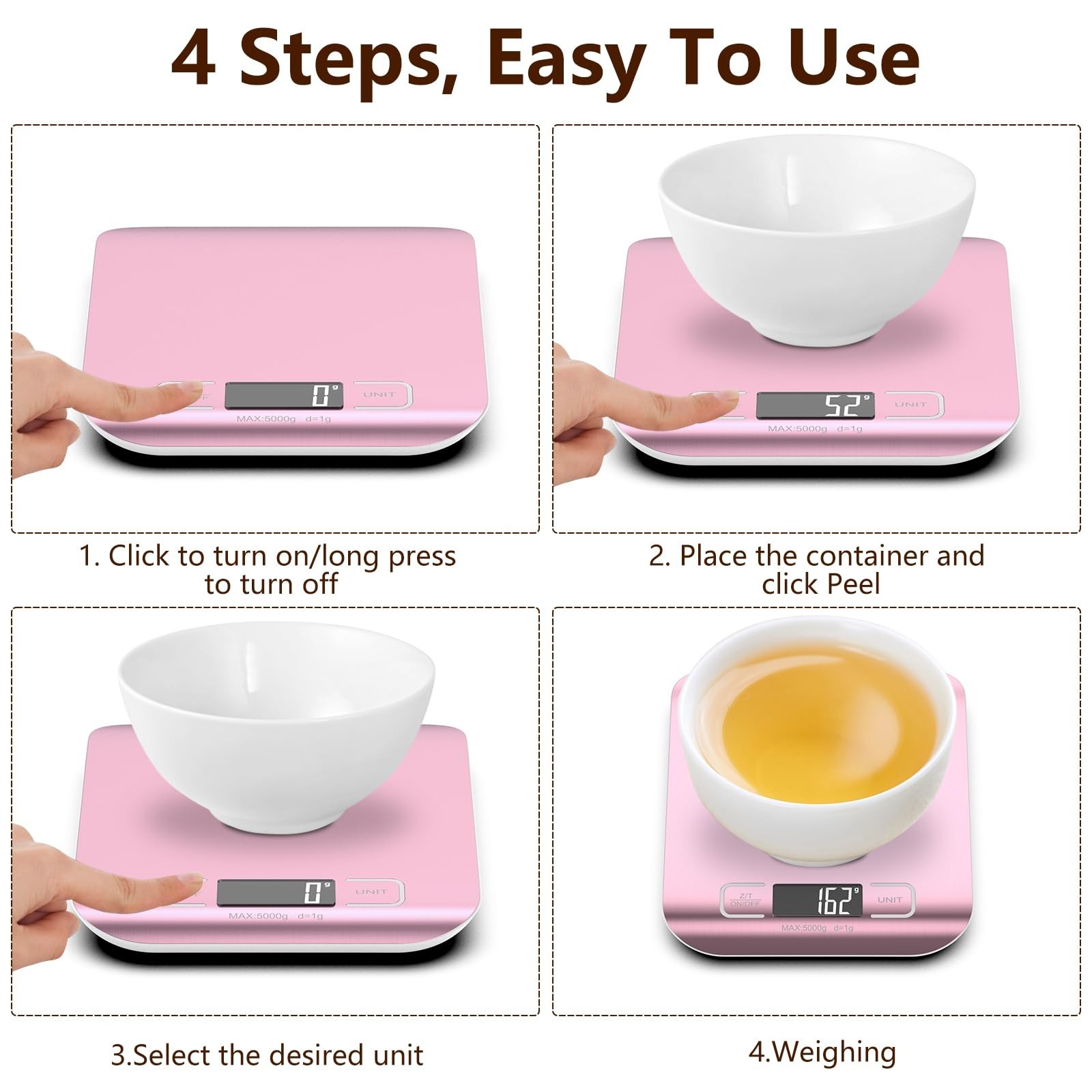 Food Scale, Digital Kitchen Scale 22lb/10kg Capacity, 6 Units with Tare Funct...