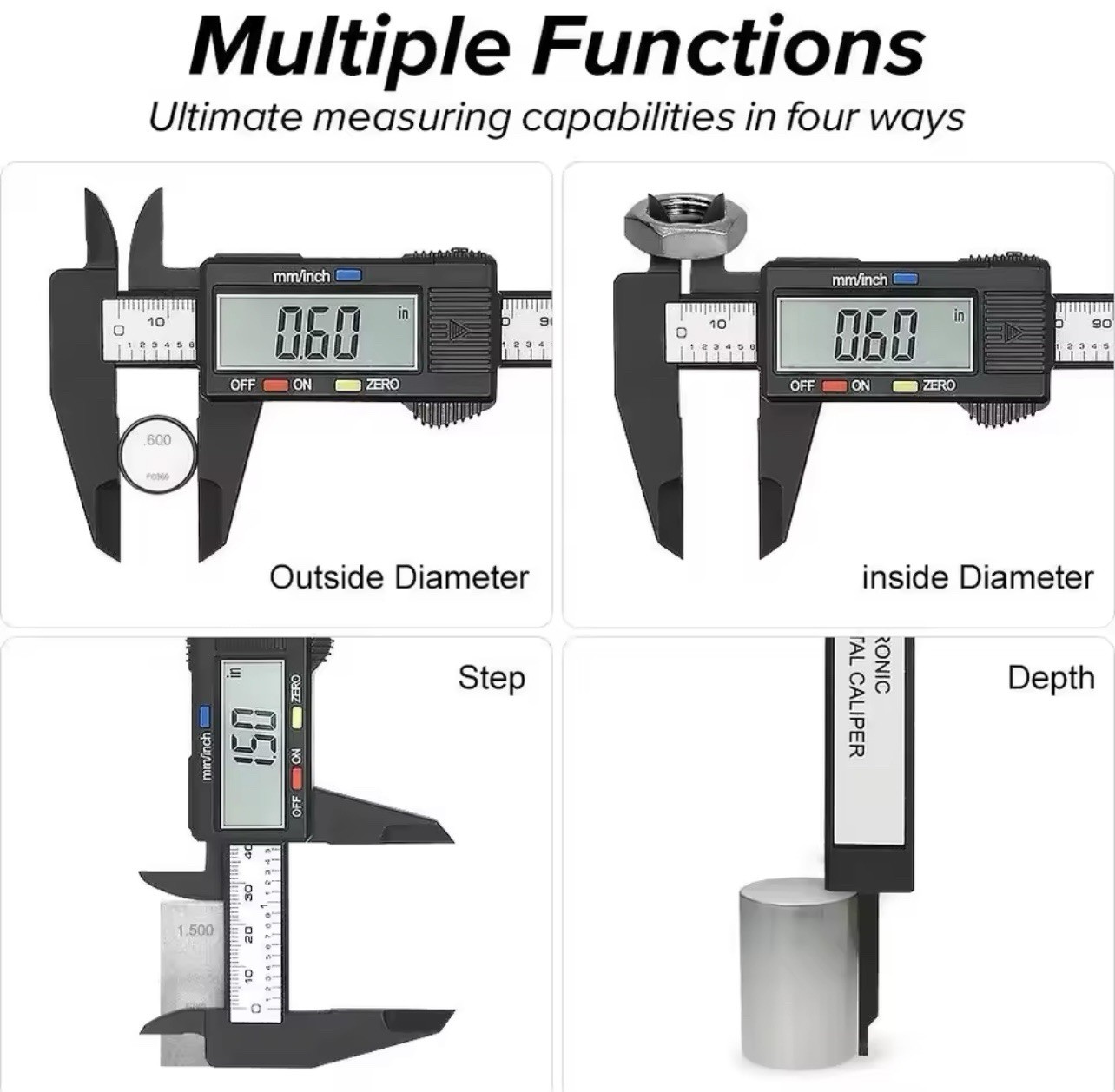 6" 150mm Carbon Fiber Electronic Digital Vernier Caliper Micrometer Gauge LCD