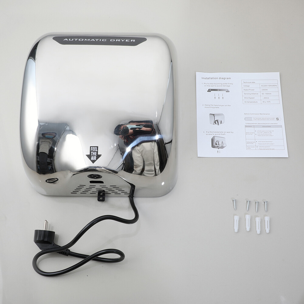 304 Stainless Hand Dryer Electric Automatic Sensor Handy Commercial for Bathroom