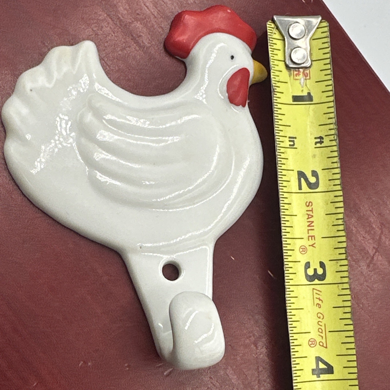 VINTAGE Takahashi Chicken Porcelain Wall Hook Key Towel Hanger Farmhouse