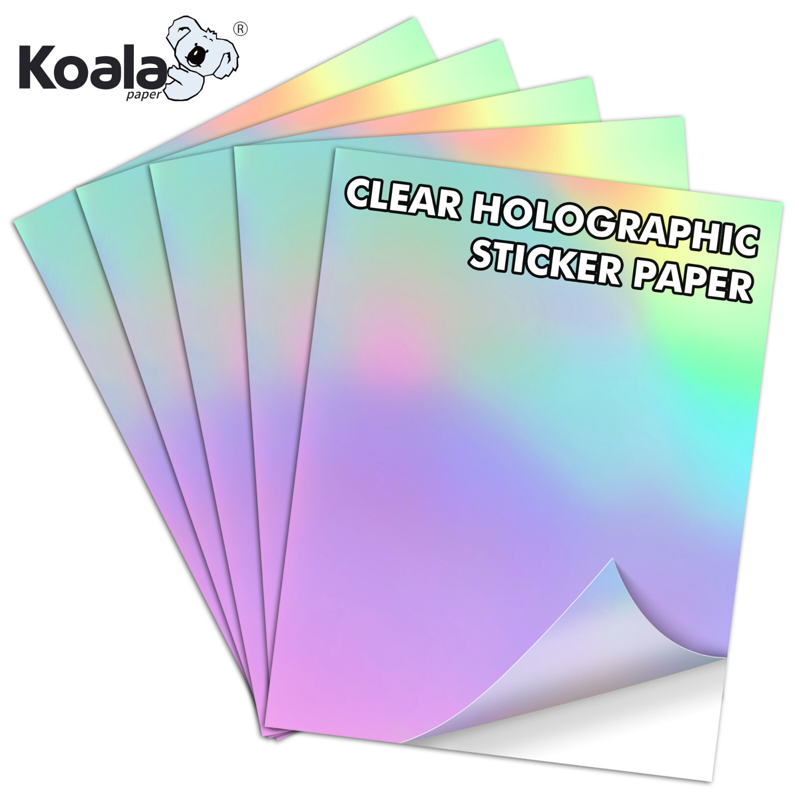 20PK Koala Holographic Clear Self-adhesive Laminting Sheets A4 Sticker Overlay