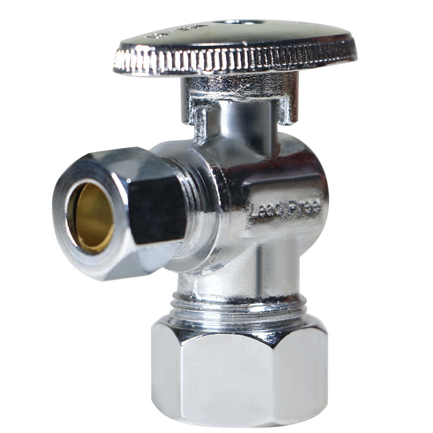 100 Pack XFITTING 5/8" x 3/8" OD Comp. Angle Stop Valve, 1/4 Turn, Lead Free