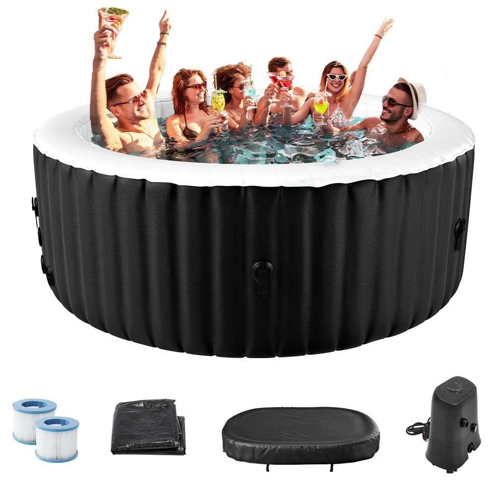 NAIZEA Portable Hot Tub 82X82X25 Inch Air Jet Spa 6 Person with 130 Bubble Jets