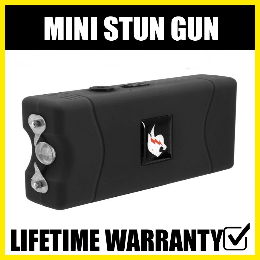 NEW BLACK Self Defense Tactical Mini Stun Gun 10 MV Rechargeable LED Flashlight