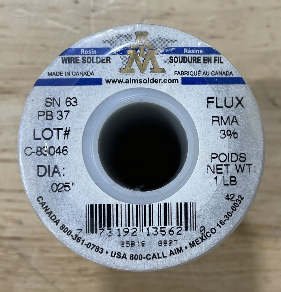 AIM Solder SN63/PB37 RMA 3% .025" Diameter Wire Solder, 1 lb. Spool (13562)