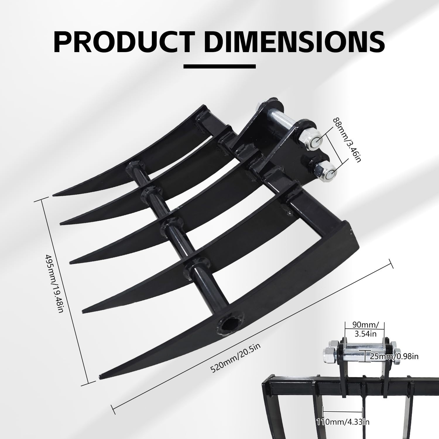 Rake Attachment For Mini Excavator 1 Ton To 2 Ton Mini Digger In Stock USA