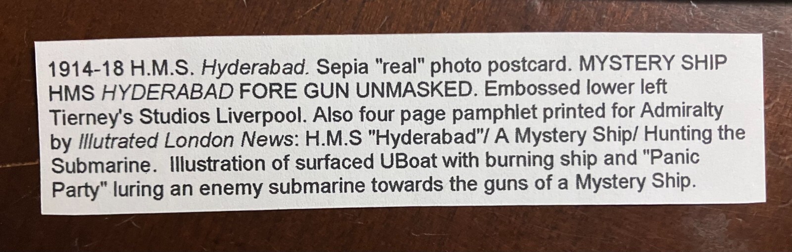 WW1 Q Ship (Mystery Ship) RPPC & Booklet