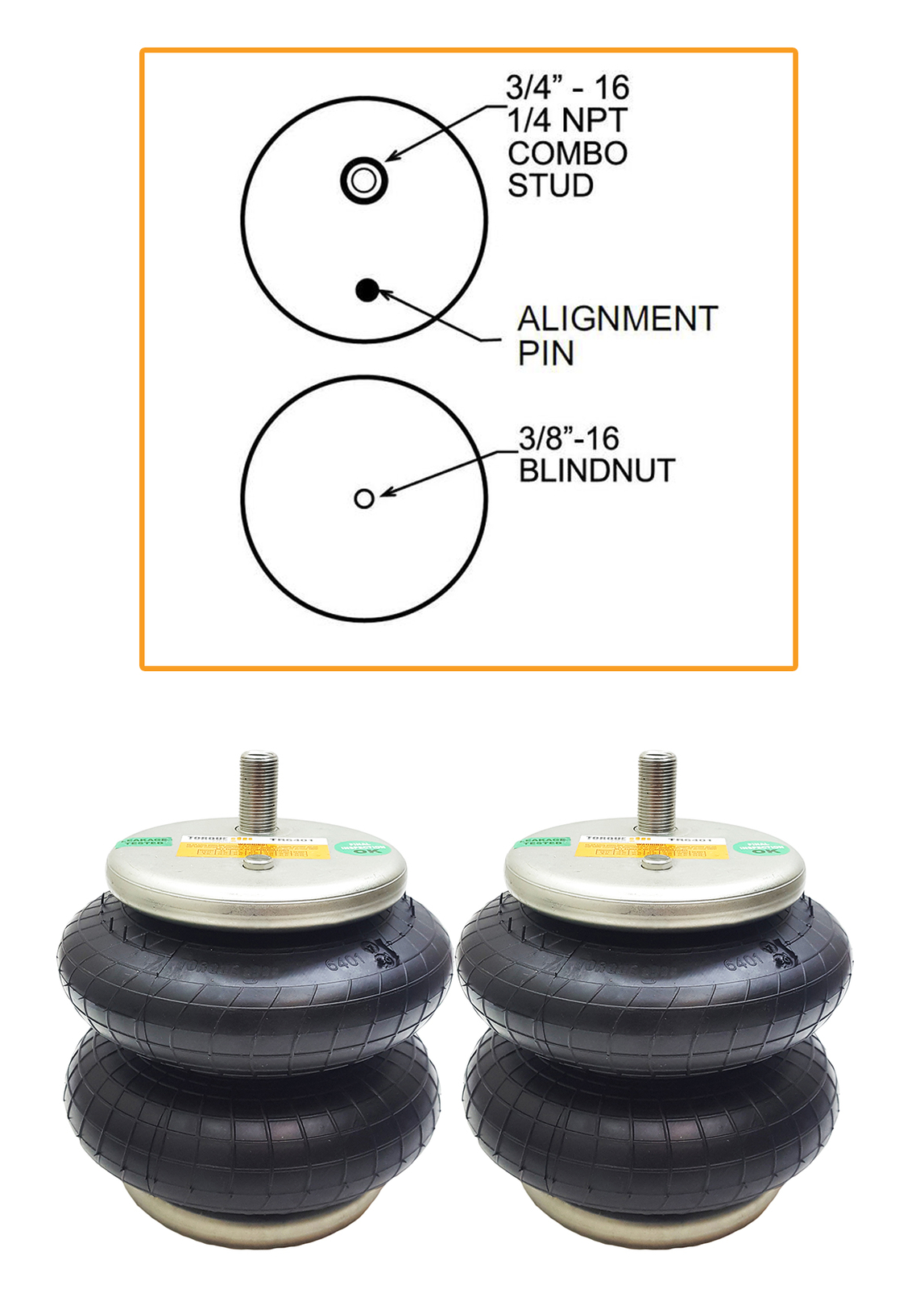 2006-2008 Dodge Ram 1500 2500 Mega Cab Replace Ride-Rite 2299 Air Spring Bag Kit