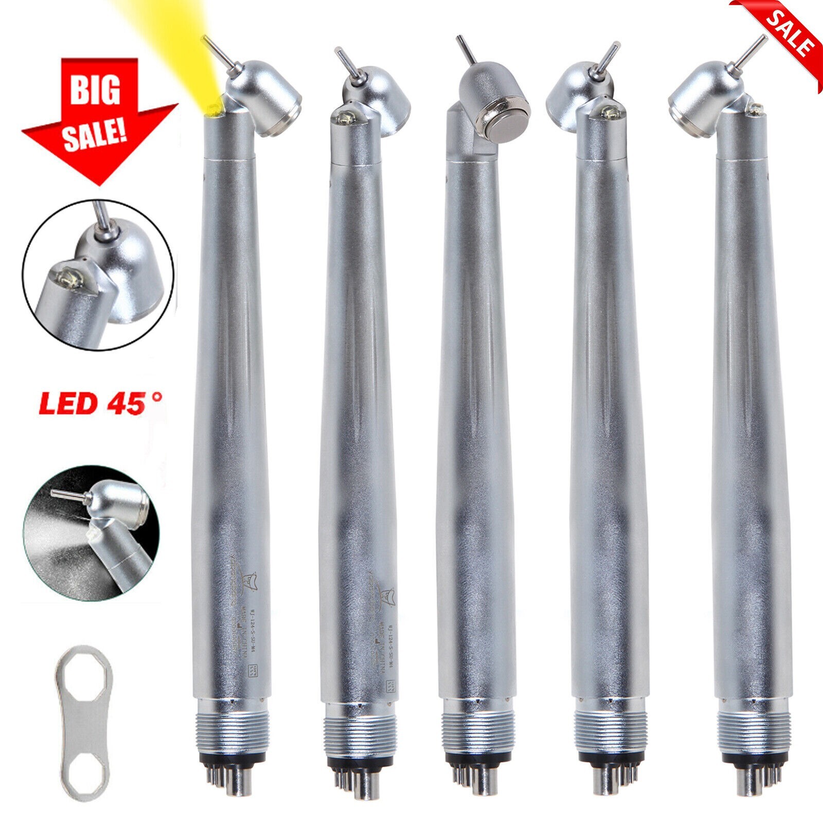 NSK Style Dental LED 45° Degree Surgical High Speed Handpiece Push Button 4 Hole