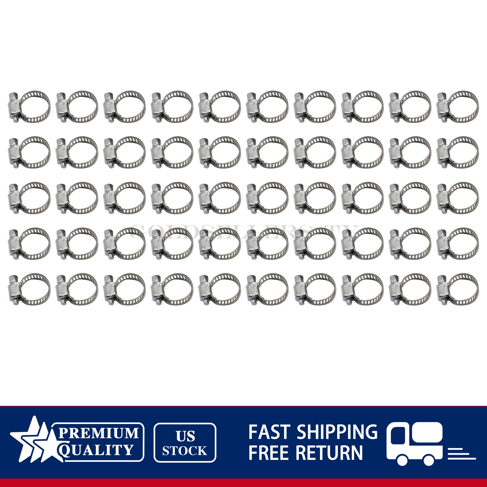 50x 3/8"-5/8" Stainless Steel Adjustable Drive Hose Clamps Fuel Line Worm Clip