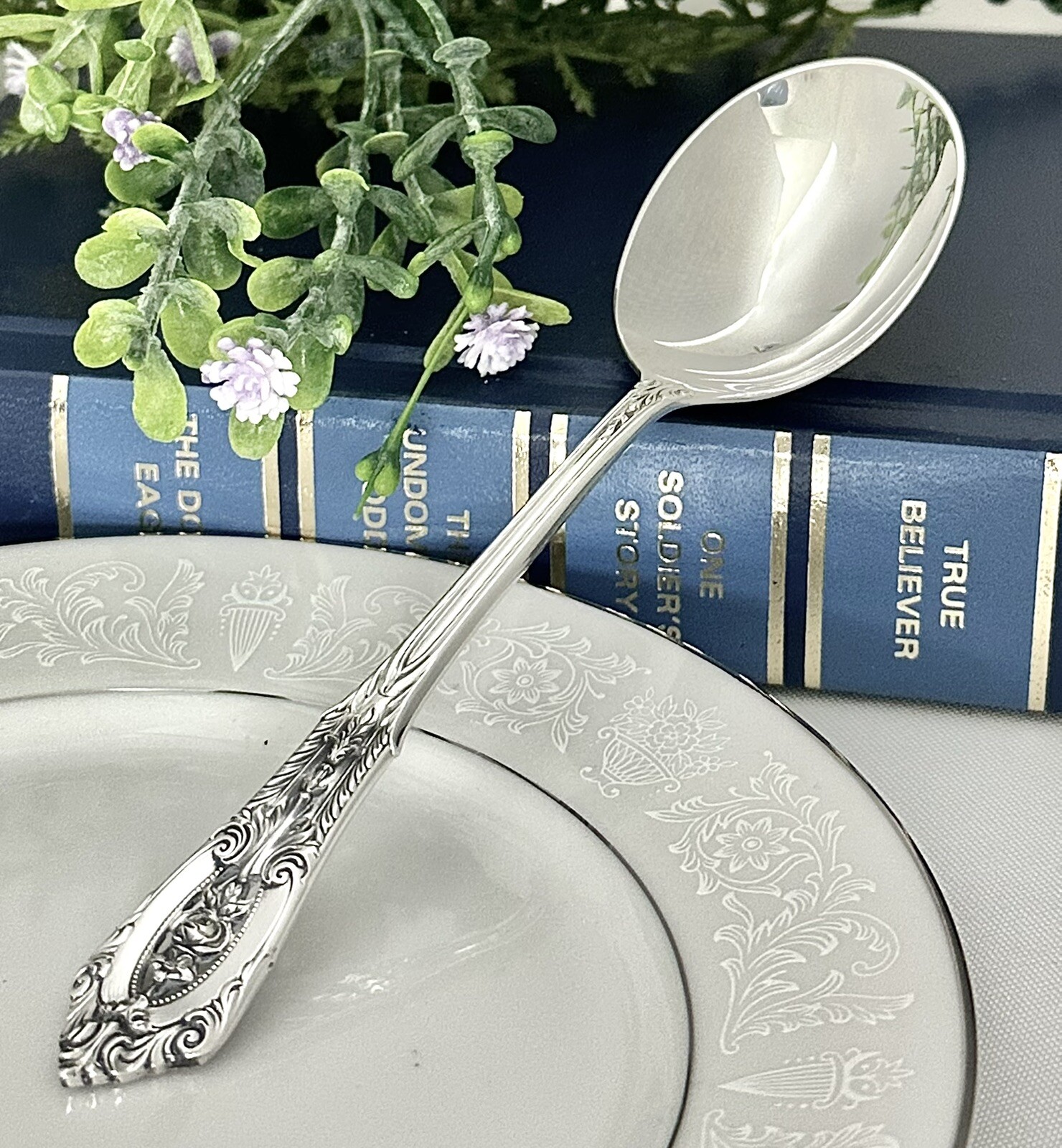 Wallace Rose Point Sterling Soup Spoon 5 7/8" Round Bowl Vintage Replacement