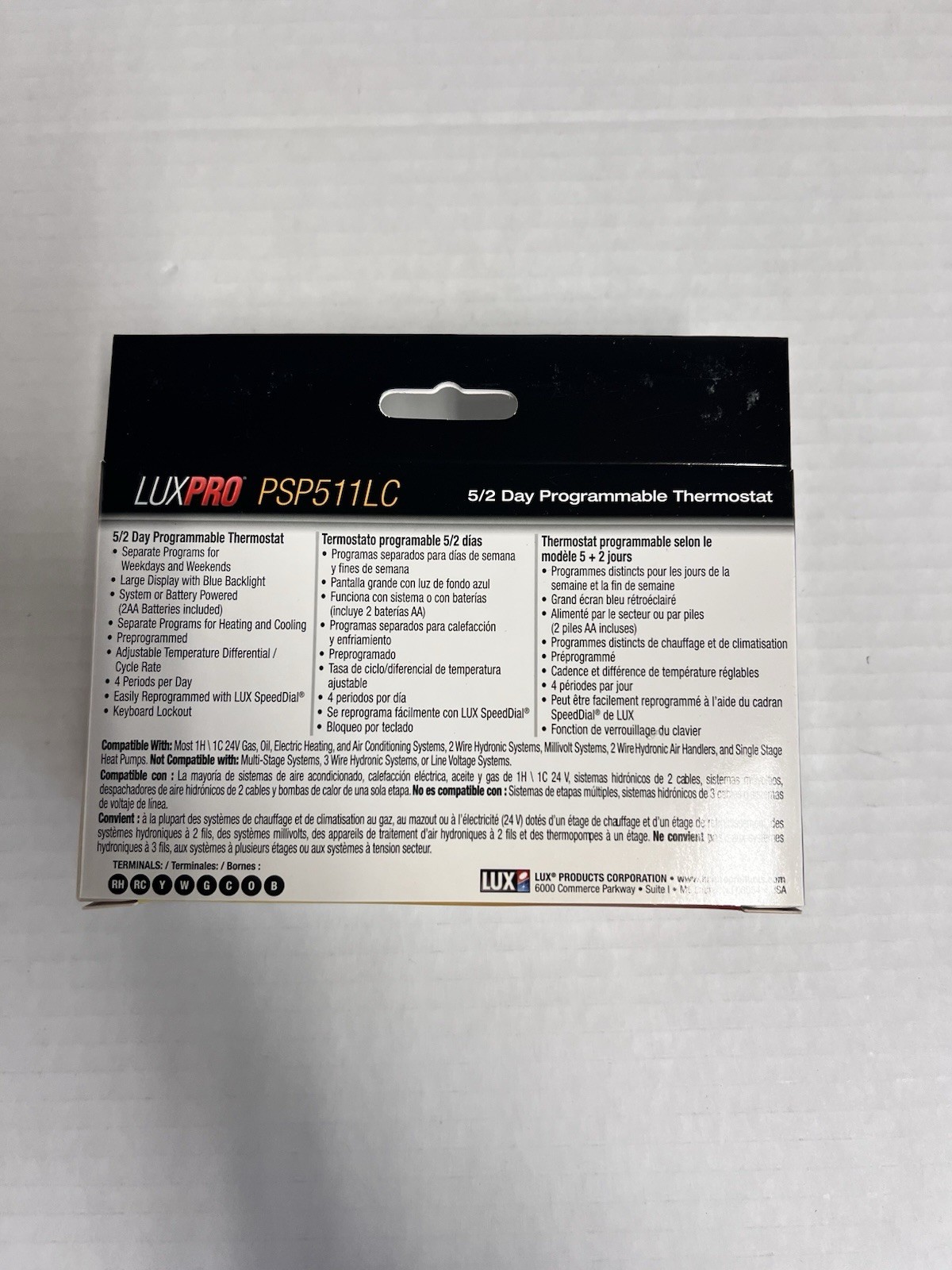 LUXPRO Contractor Grade Programmable Thermostat PSP511LC Heat New