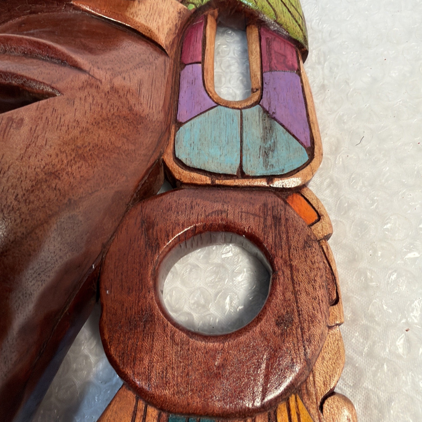 Hand-Carved Wooden Mayan Mask From Mexico