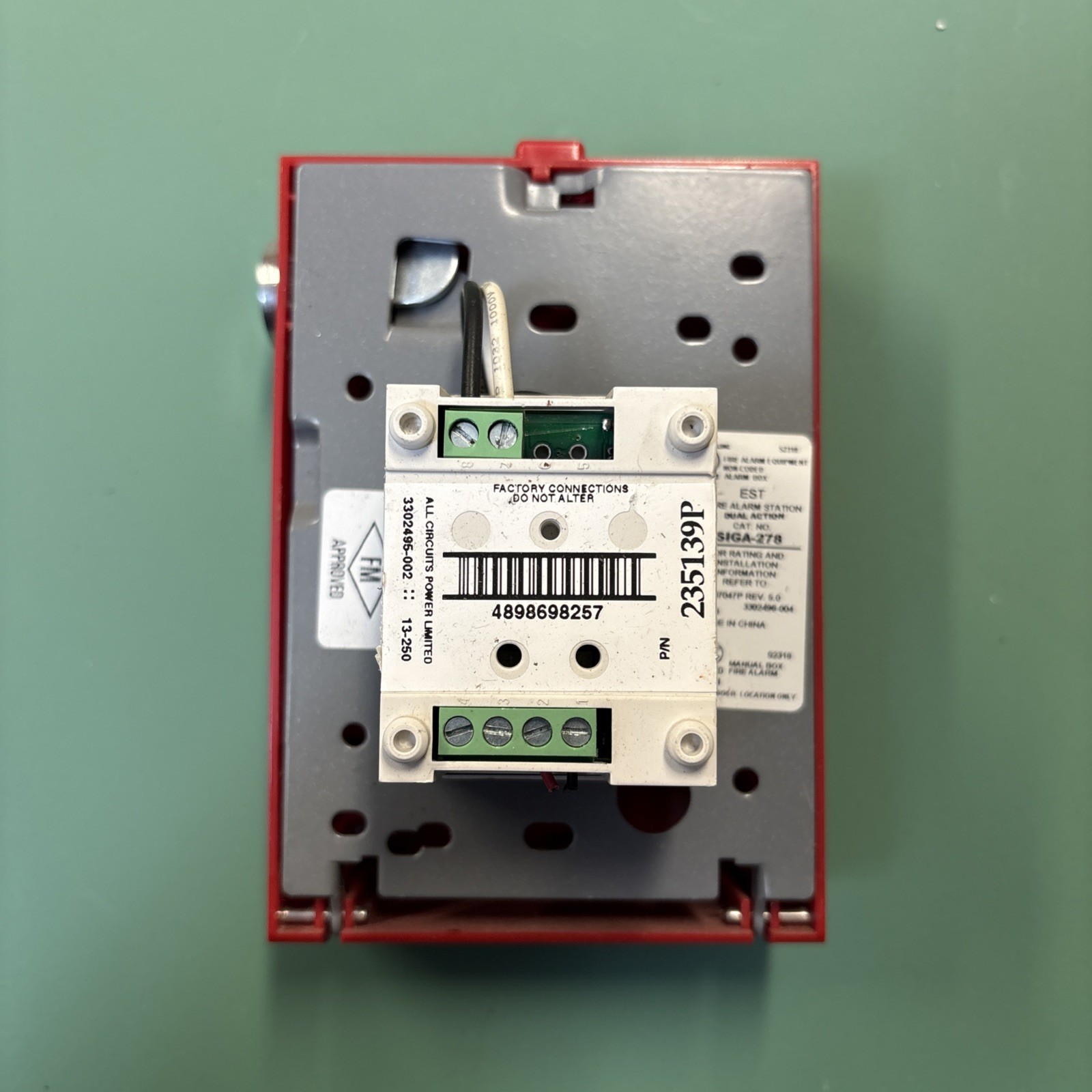 SIGA-278 Edwards EST Double Action Fire Alarm Pull Station - Key Not Included