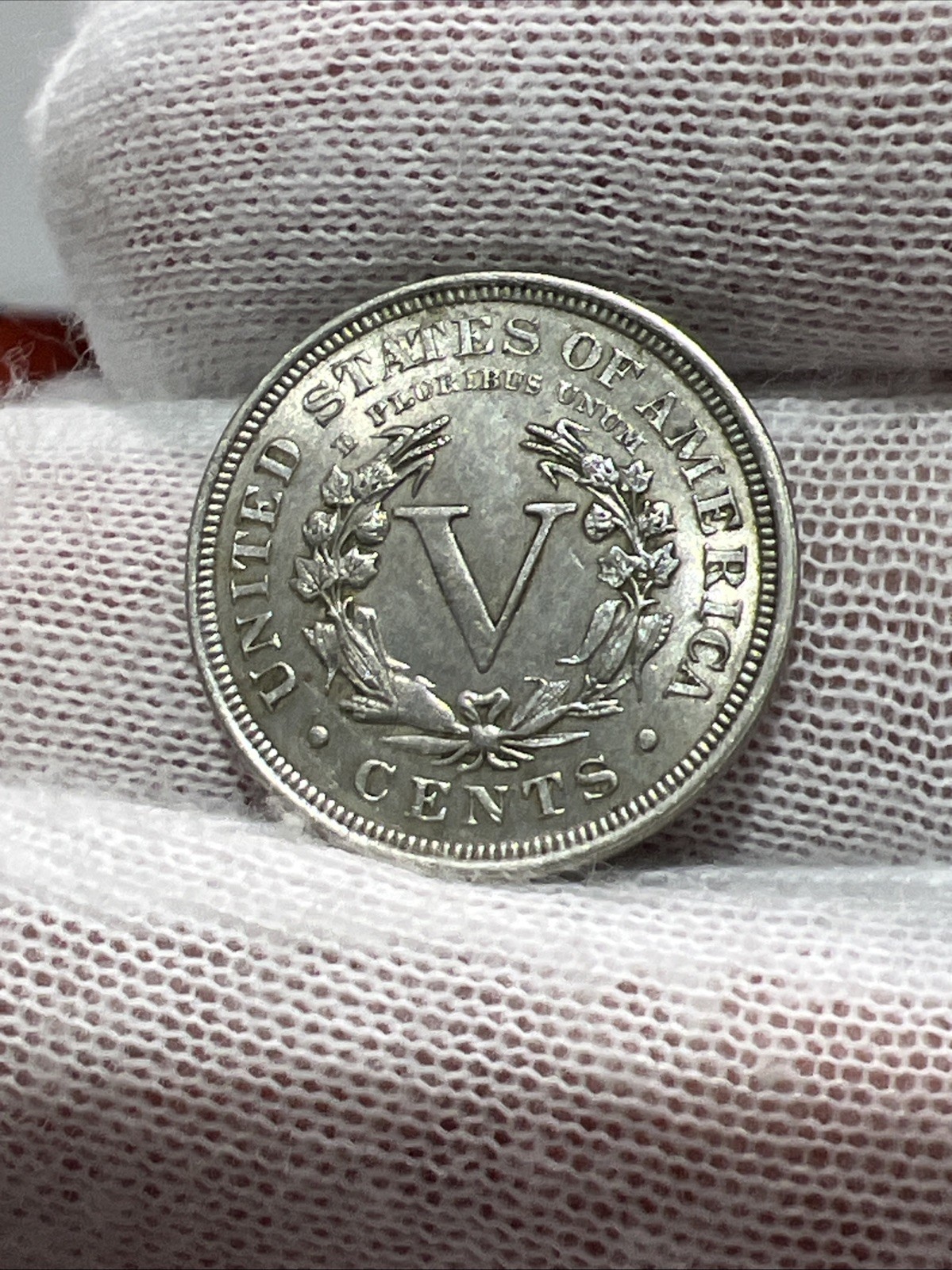 1904 Liberty V Nickel. UNC Detail. Scratches. Nice High Grade Old US Coin!