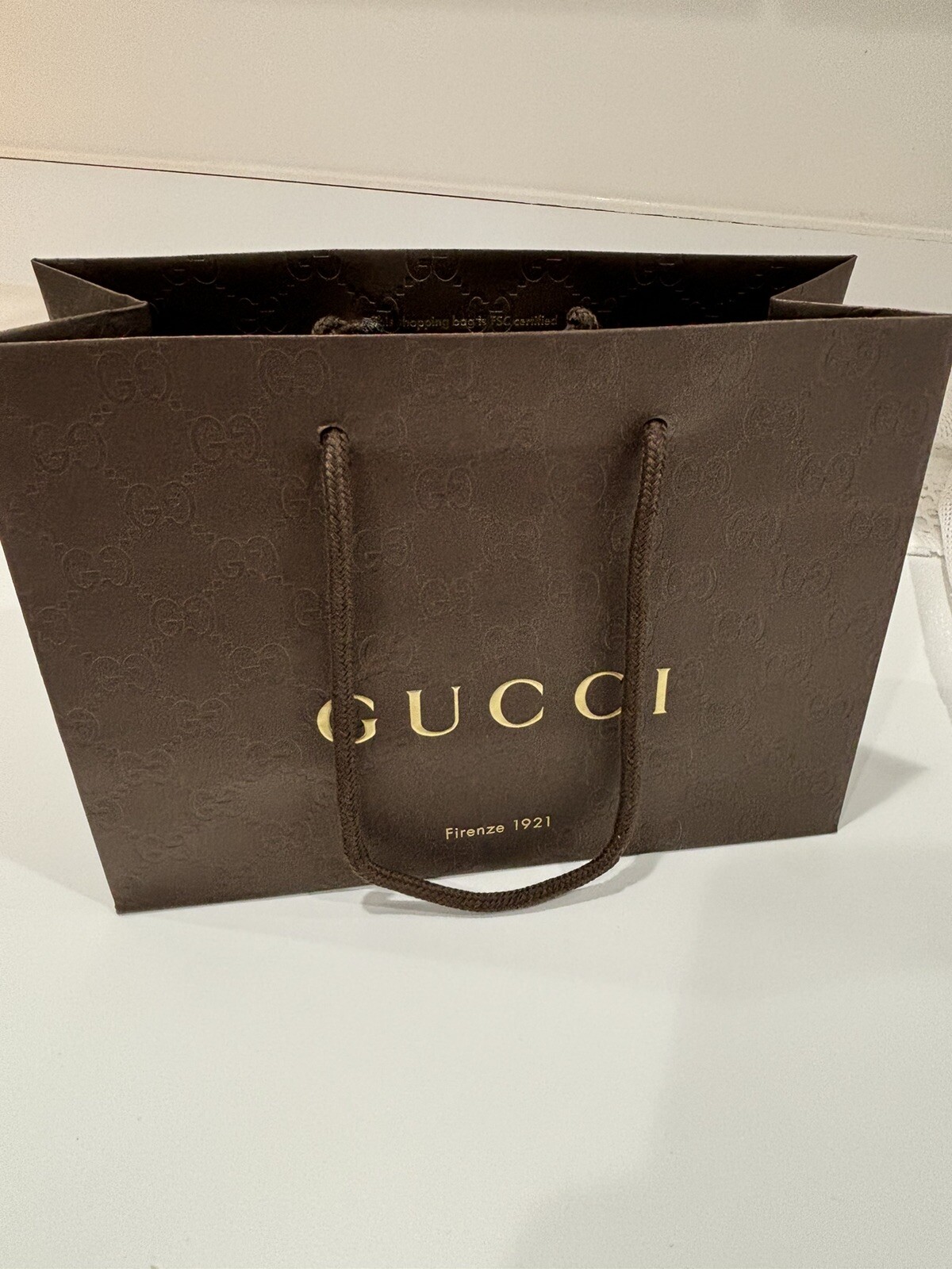 GUCCI Firenze 1921 Paper Bag Shopping Gift Brand NEW Wrapped 9” X 6.5 X 3.5”