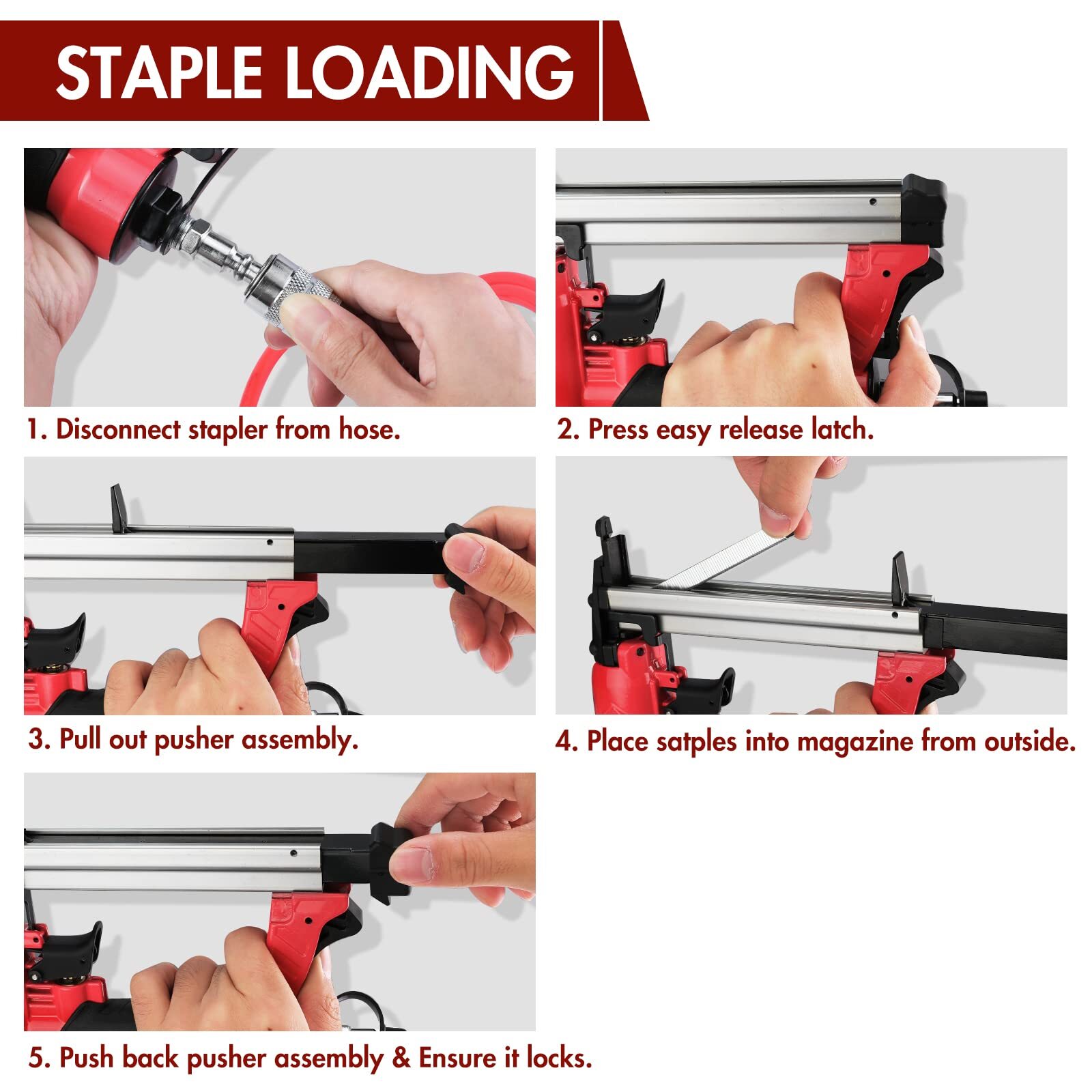 Arrow Pneumatic Staple Gun Oil-Free Upholstery Stapler with 3750 Pieces For DIY