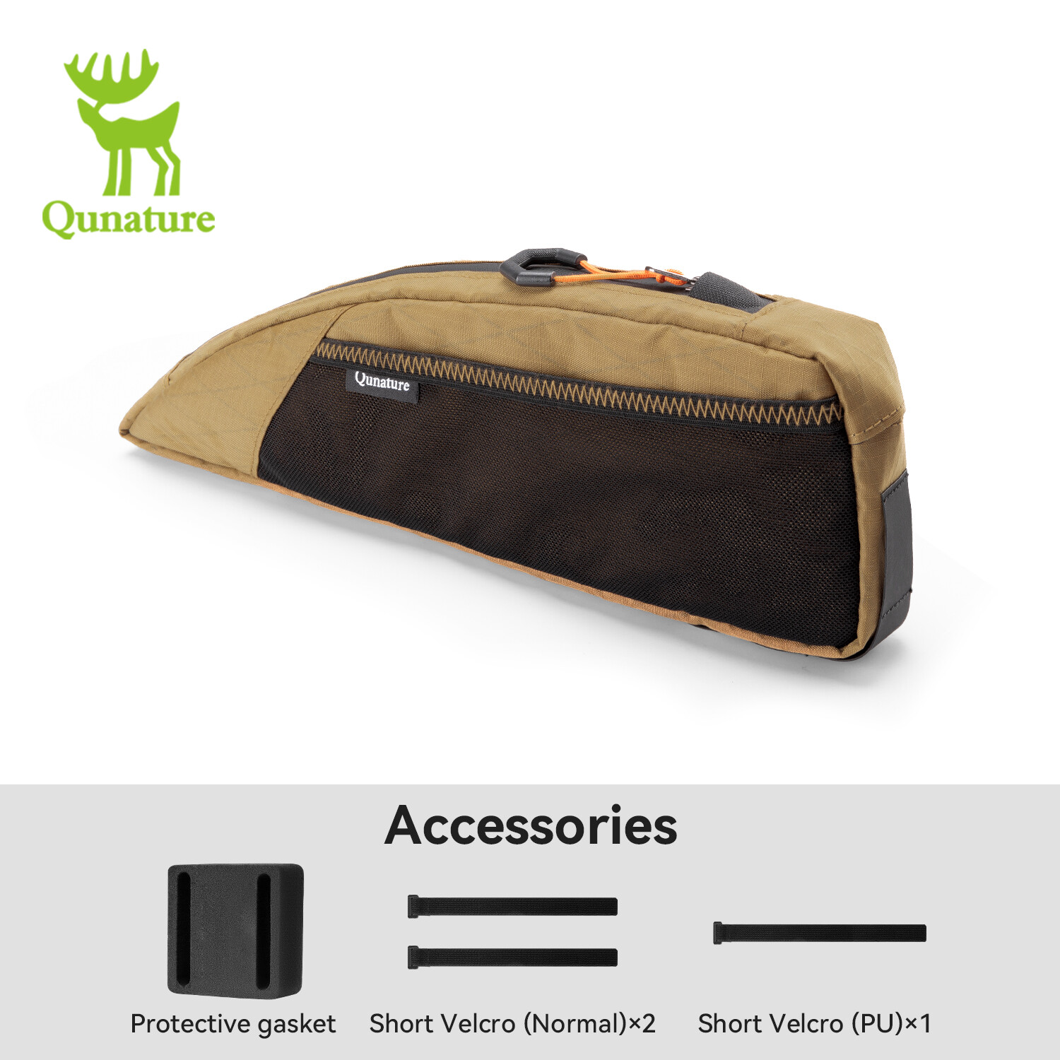 Qunature Bikepacking Top Tube Bag Bike Frame Bag with Net Pocket Waterproof 1L