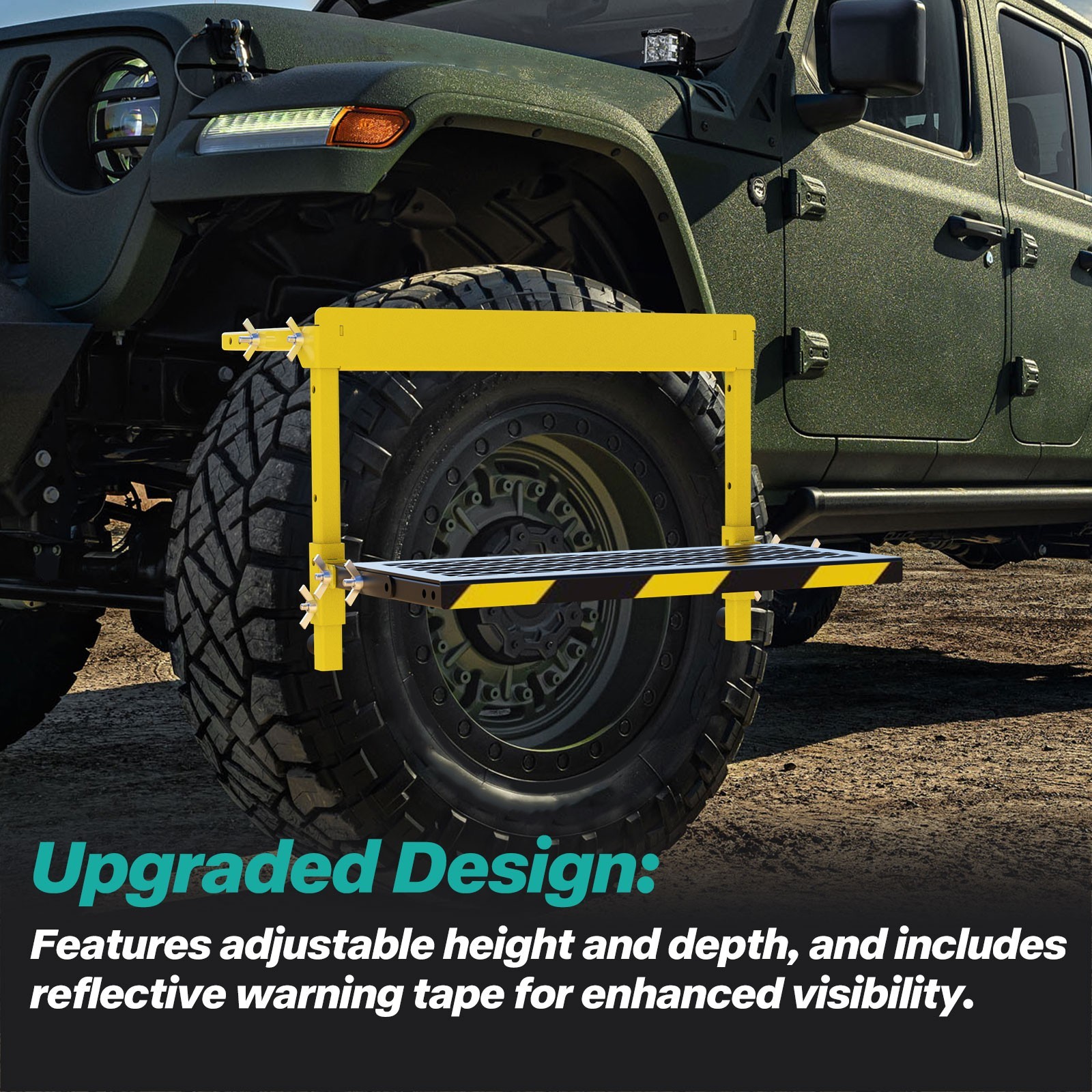 Adjustable Folding Truck Tire Step RV SUV Mounted Tirestep Over Wheel, Non-Slip