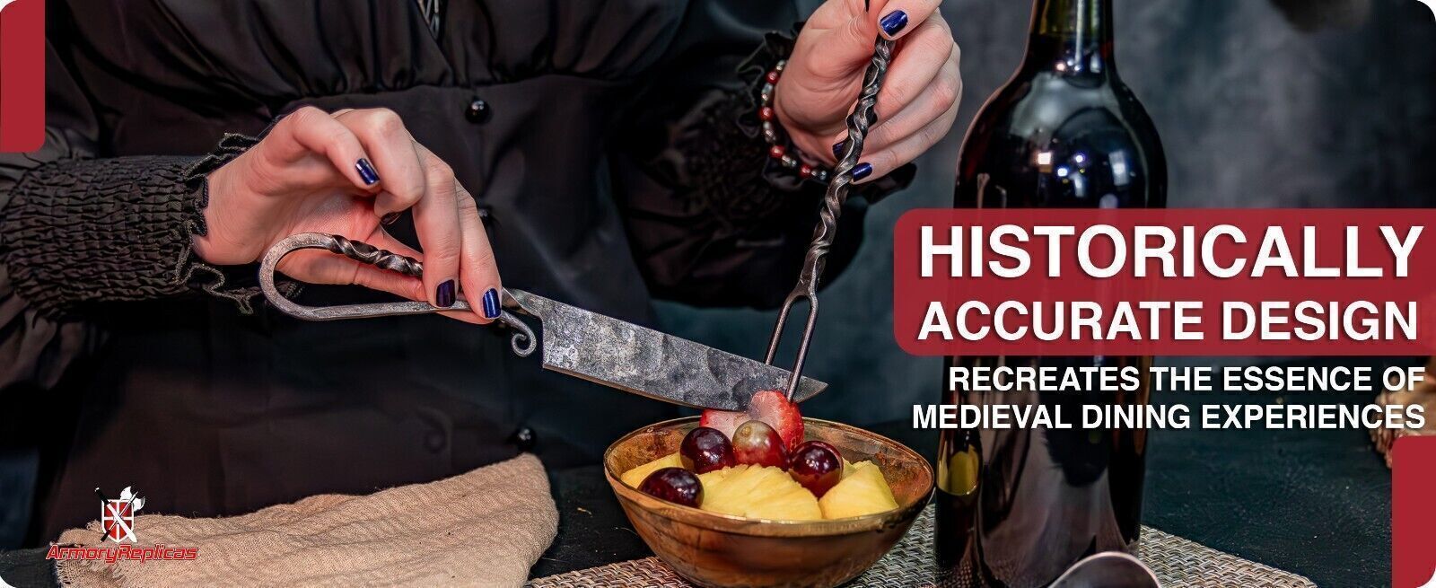 HAND FORGED FUNCTIONAL IRON MEDIEVAL INSPIRED CAMPING PARTY 3 PIECE UTENSIL SET