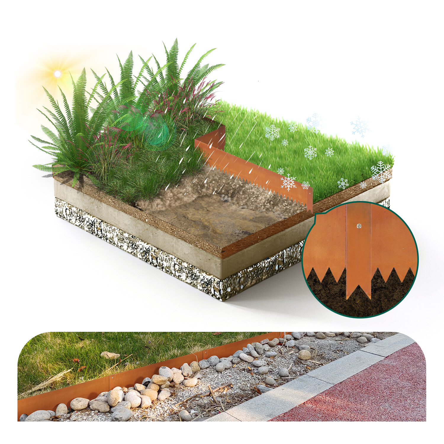 6"H x 40"L x 12 packs Corten Steel Landscape Edging Metal Garden Edging for Yard